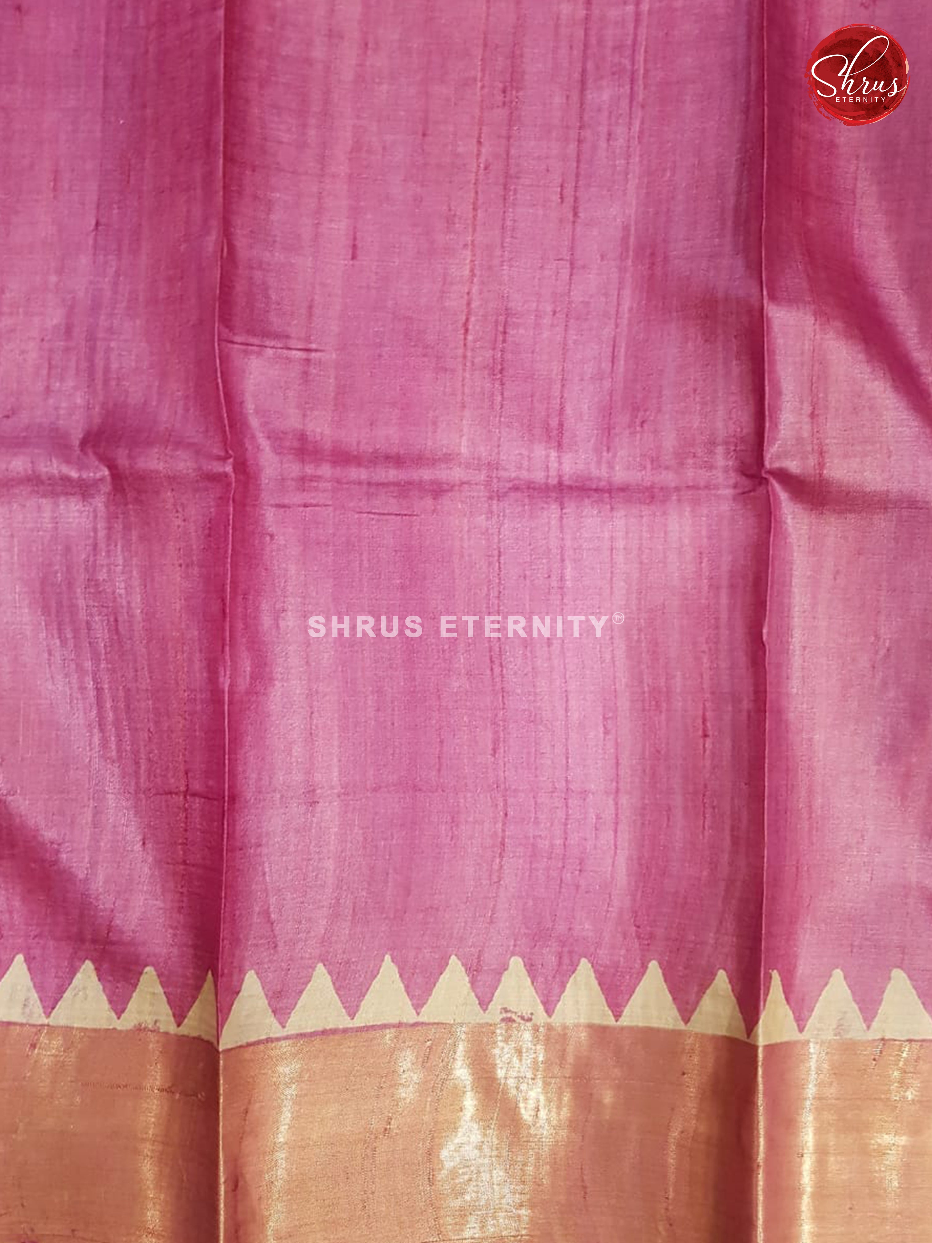 Pink & Blue  - Tussar Silk - Shop on ShrusEternity.com