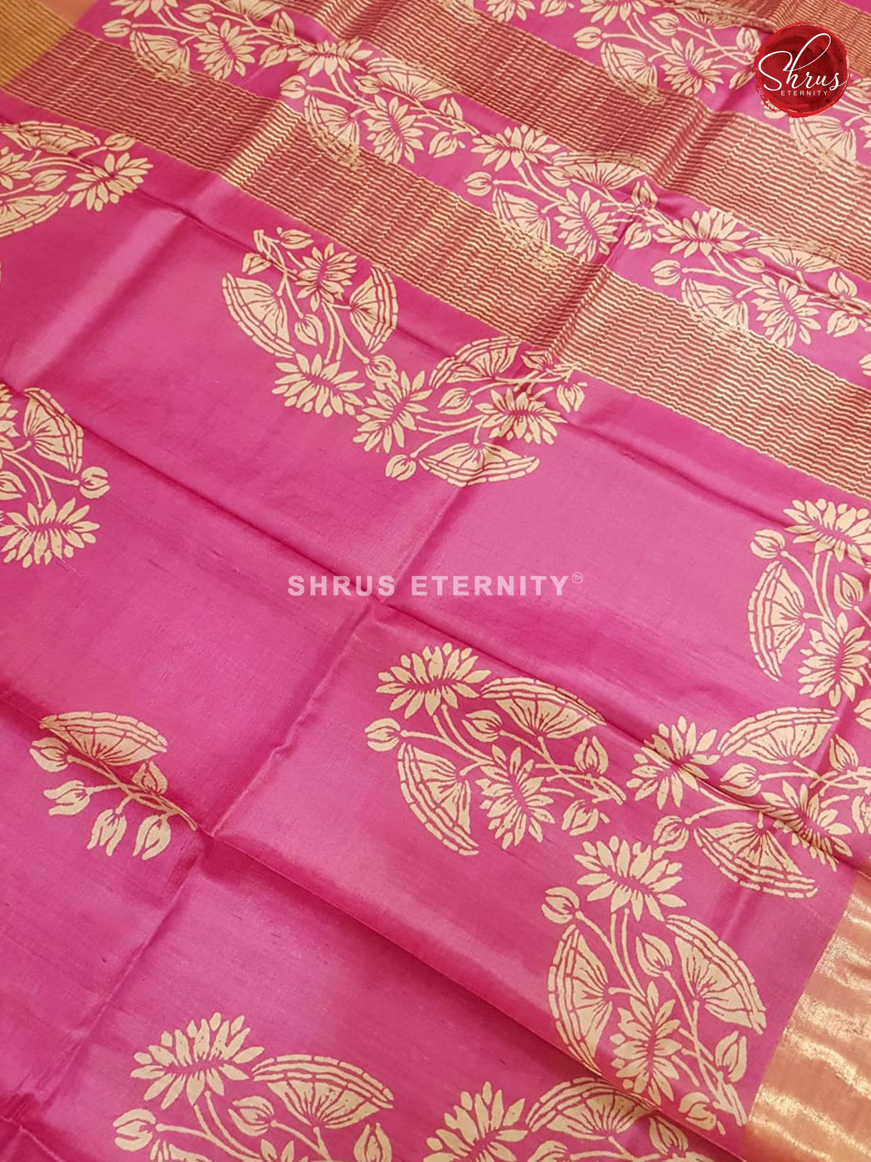 Pink (Single Tone)  - Tussar Silk - Shop on ShrusEternity.com