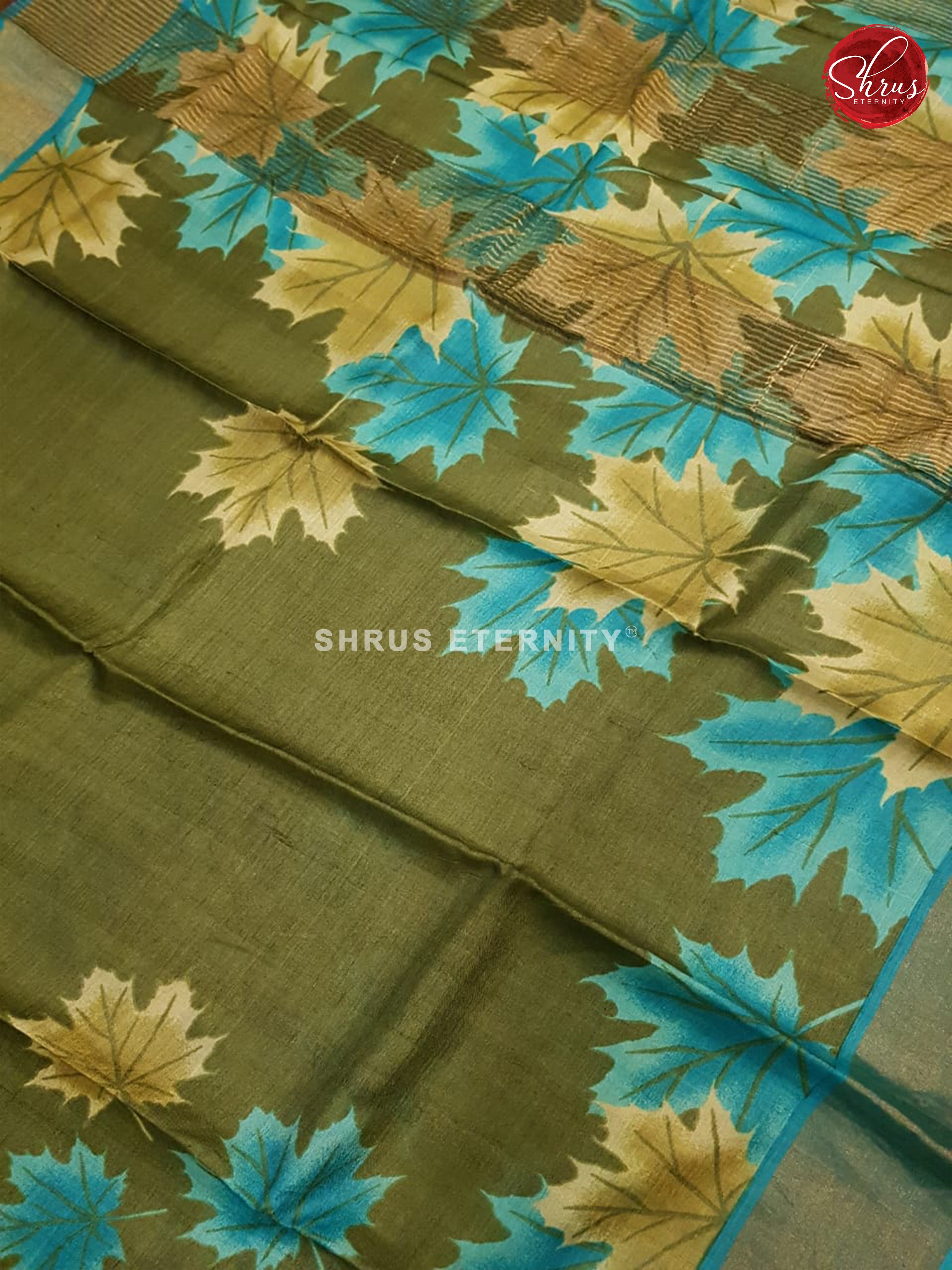 Green & Blue - Tussar Silk - Shop on ShrusEternity.com