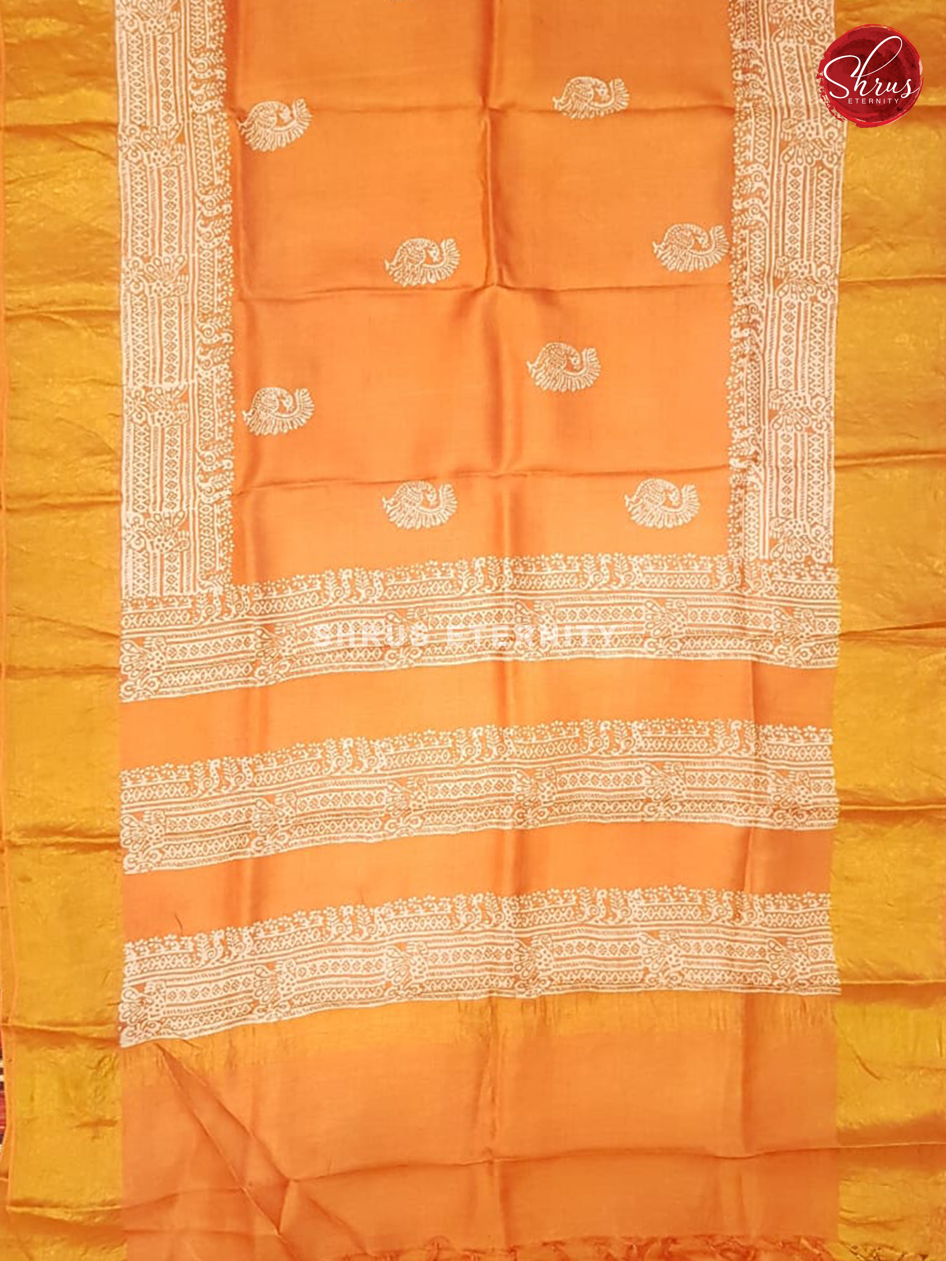 Orange(Single Tone) - Tussar Silk - Shop on ShrusEternity.com