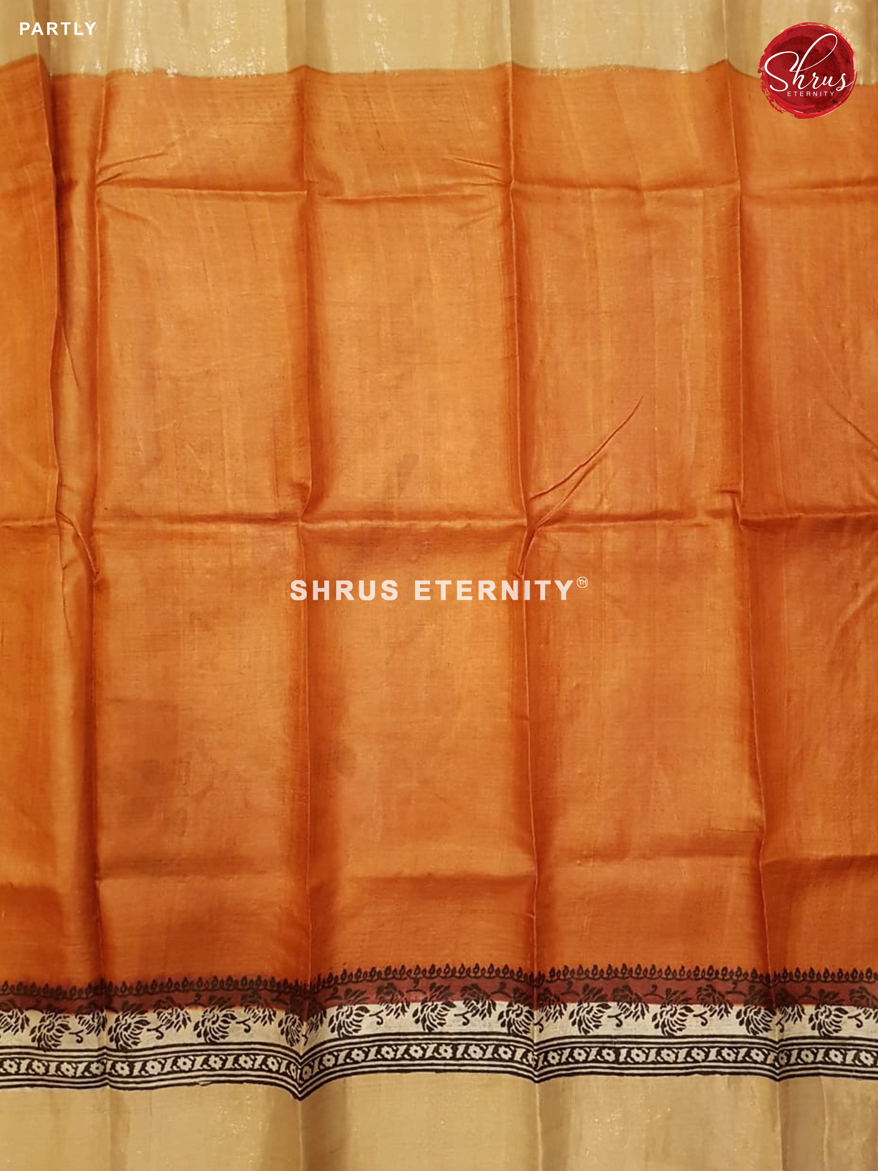 Brick Orange & Cream - Tussar Silk - Shop on ShrusEternity.com
