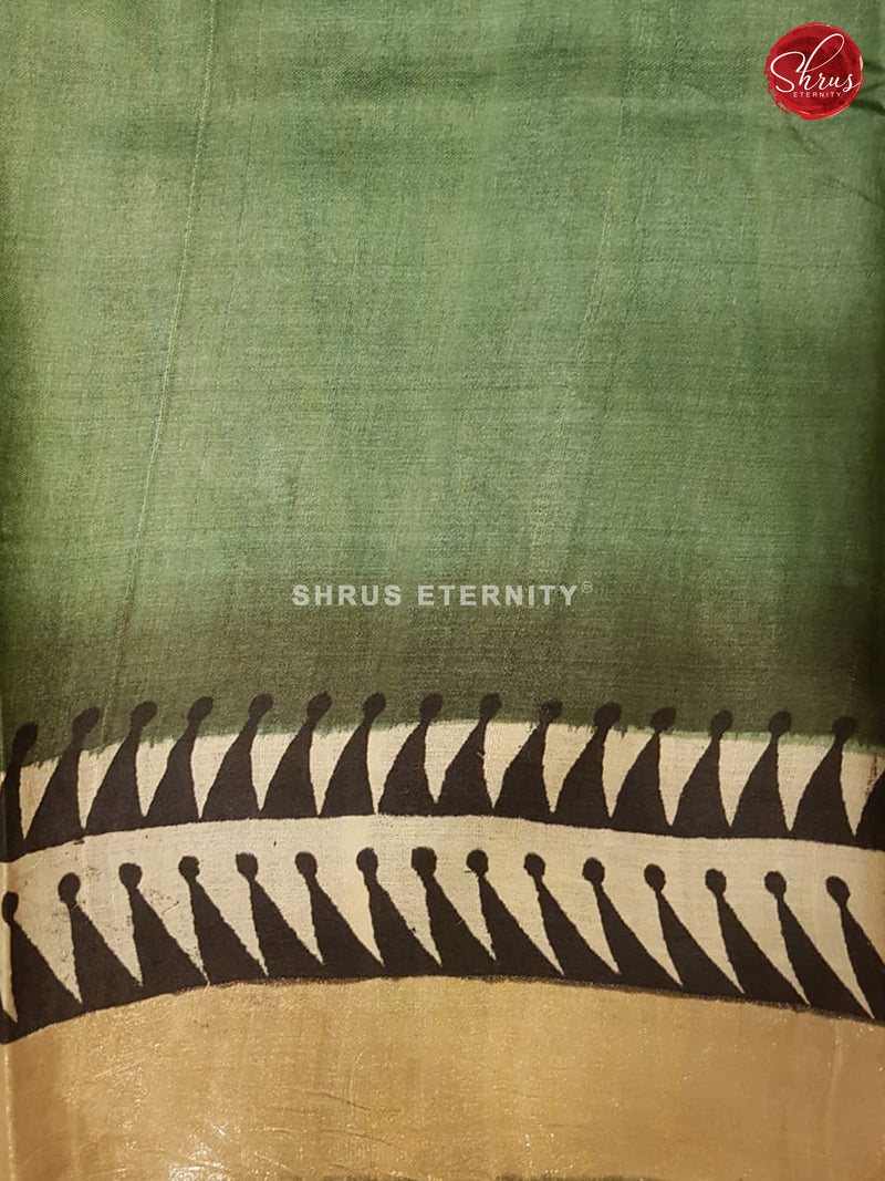 Green & Cream - Tussar Silk - Shop on ShrusEternity.com
