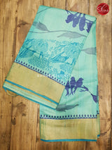 Sea Green& Ice blue - Tussar Silk - Shop on ShrusEternity.com