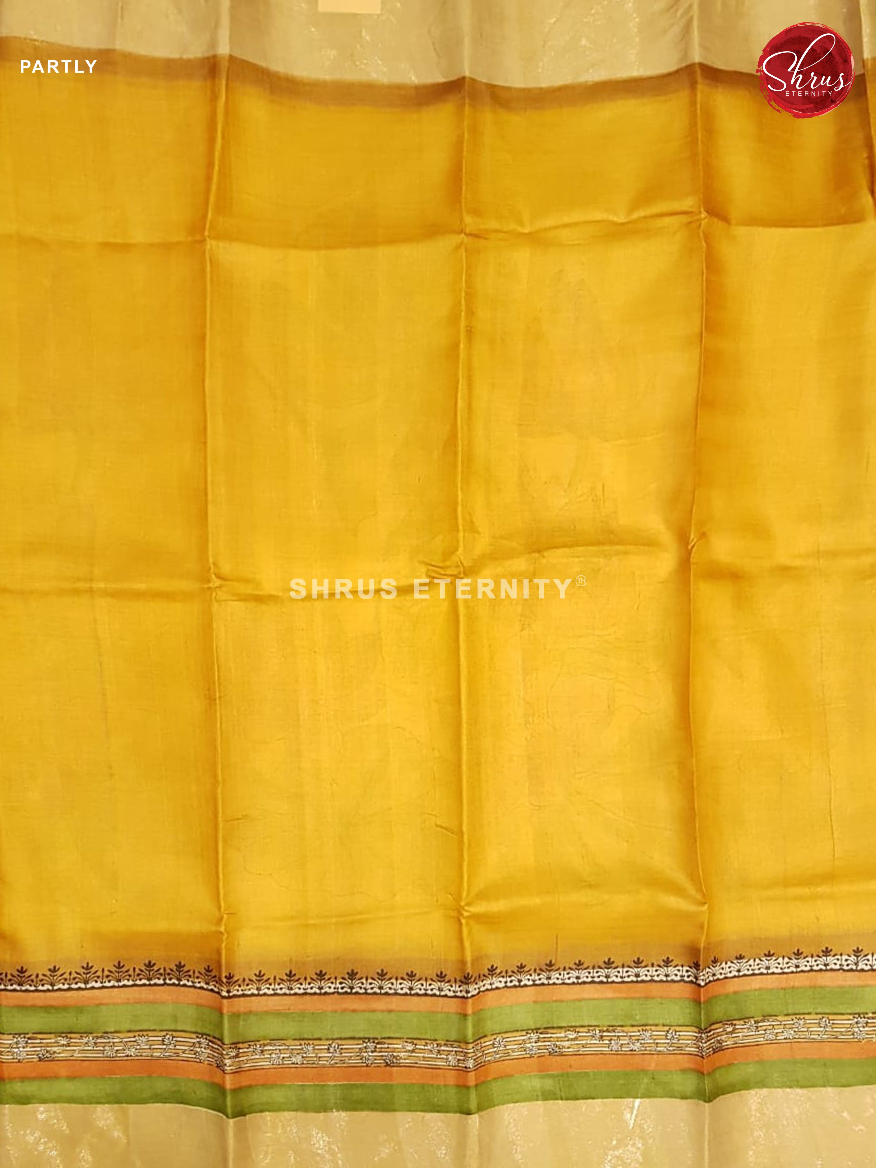 Yellow & Cream - Tussar Silk - Shop on ShrusEternity.com