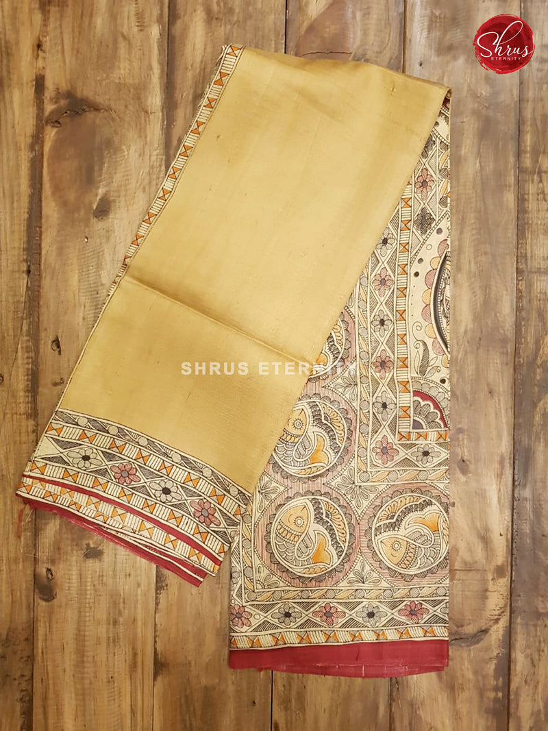 Sandal & Maroon - Murshidabad Silk - Shop on ShrusEternity.com