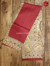 Maroon & Cream  - Murshidabad Silk - Shop on ShrusEternity.com