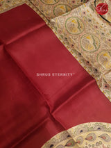 Maroon & Cream  - Murshidabad Silk - Shop on ShrusEternity.com