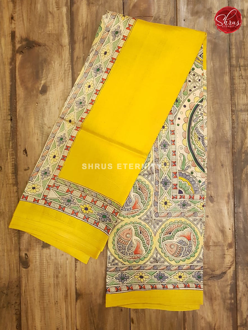 Yellow & Cream  - Murshidabad Silk - Shop on ShrusEternity.com