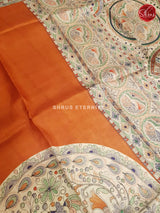 Brick Orange & Cream  - Murshidabad Silk - Shop on ShrusEternity.com