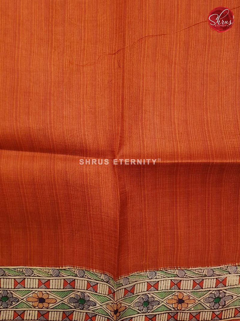 Brick Orange & Cream  - Murshidabad Silk - Shop on ShrusEternity.com