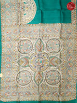 Green & Cream  - Murshidabad Silk - Shop on ShrusEternity.com