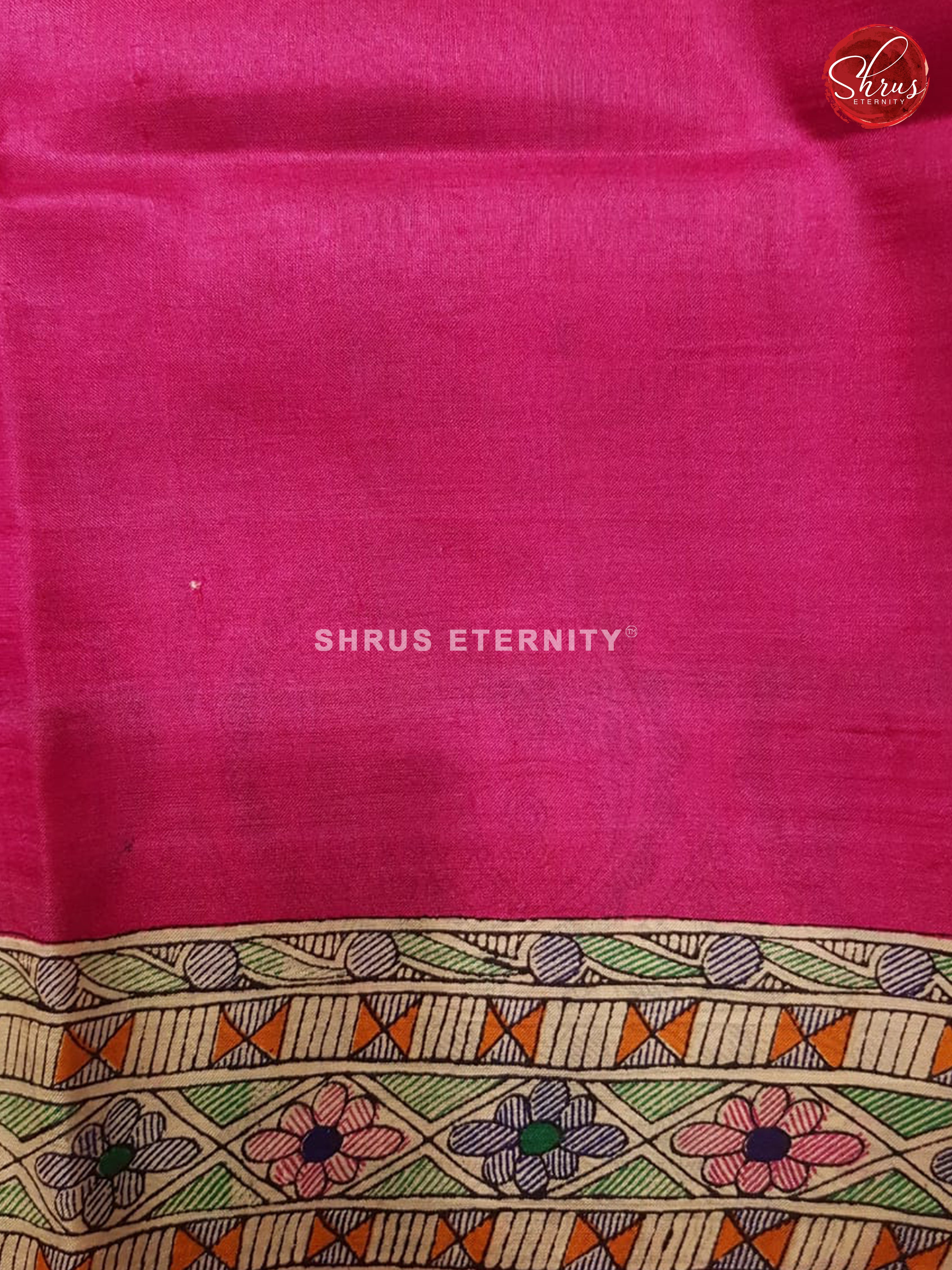 Bright Pink & Cream  - Murshidabad Silk - Shop on ShrusEternity.com