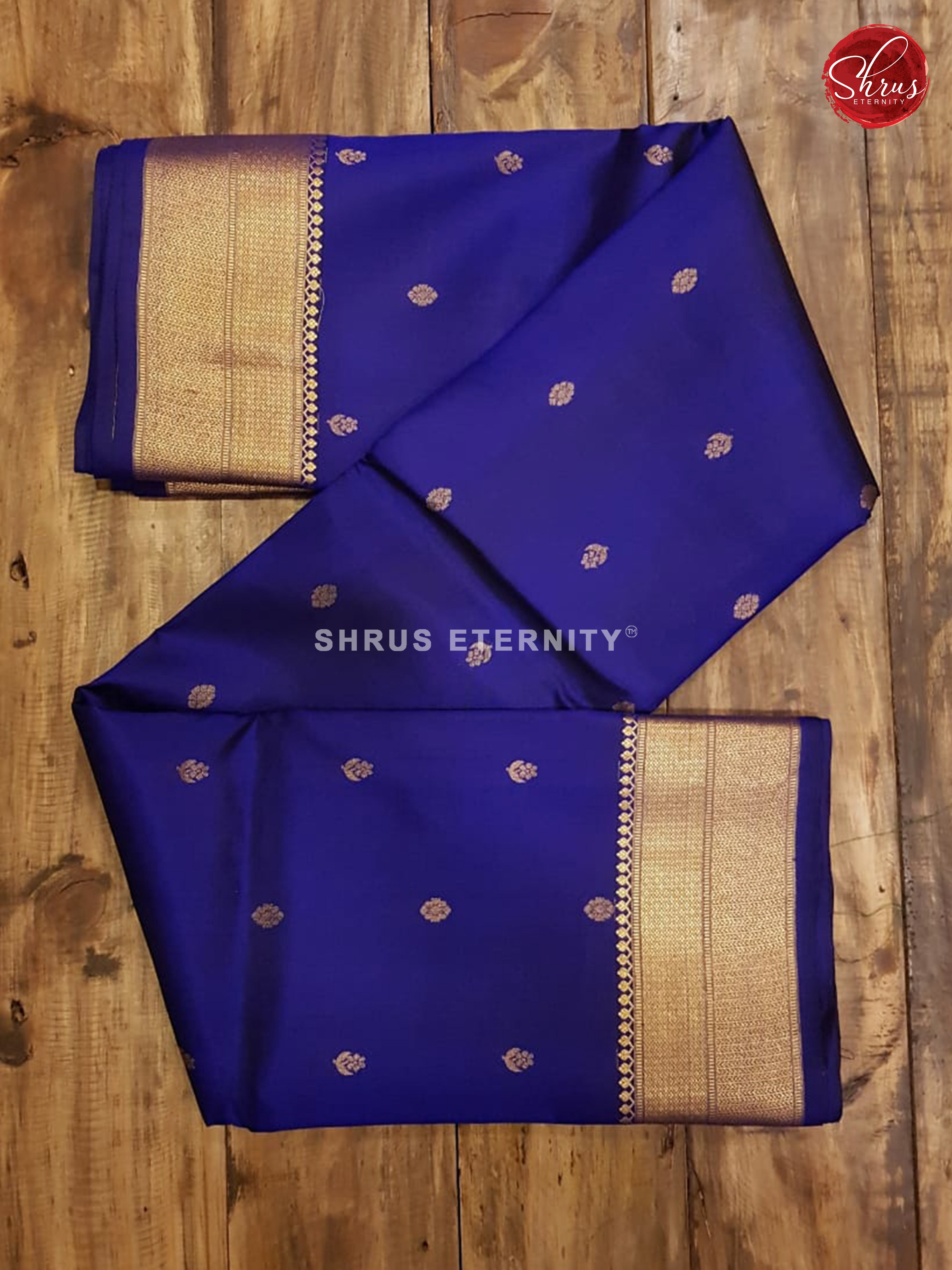 Blue (Single Tone)  - Kanchipuram Silk - Shop on ShrusEternity.com