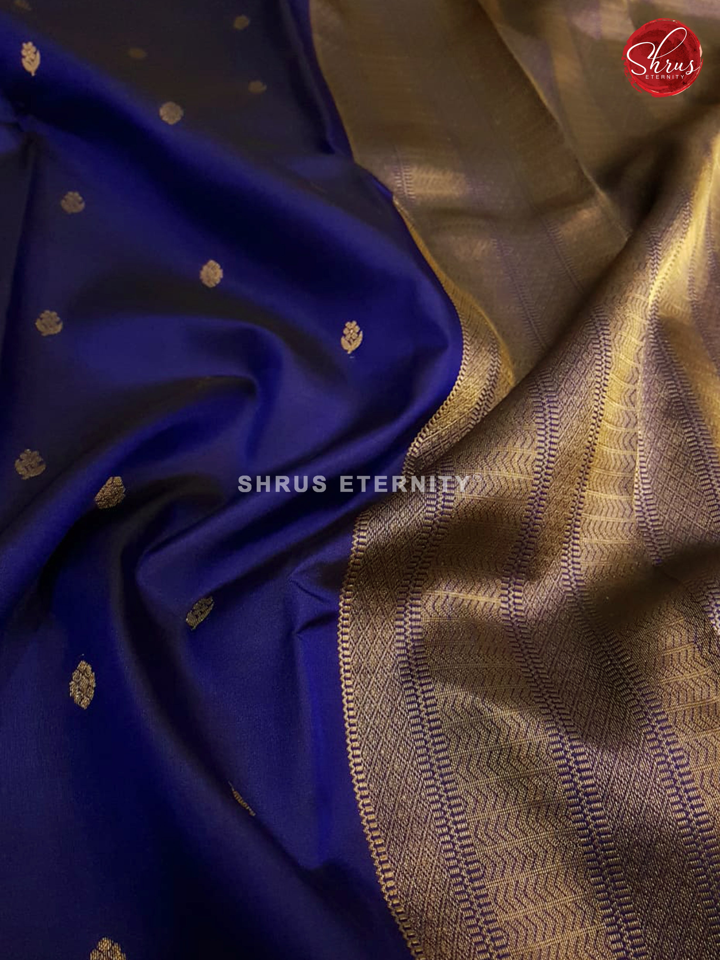 Blue (Single Tone)  - Kanchipuram Silk - Shop on ShrusEternity.com