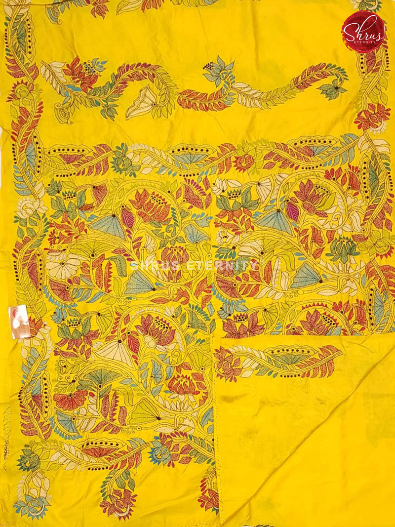 Yellow(Single Tone) - Semi Kantha - Shop on ShrusEternity.com