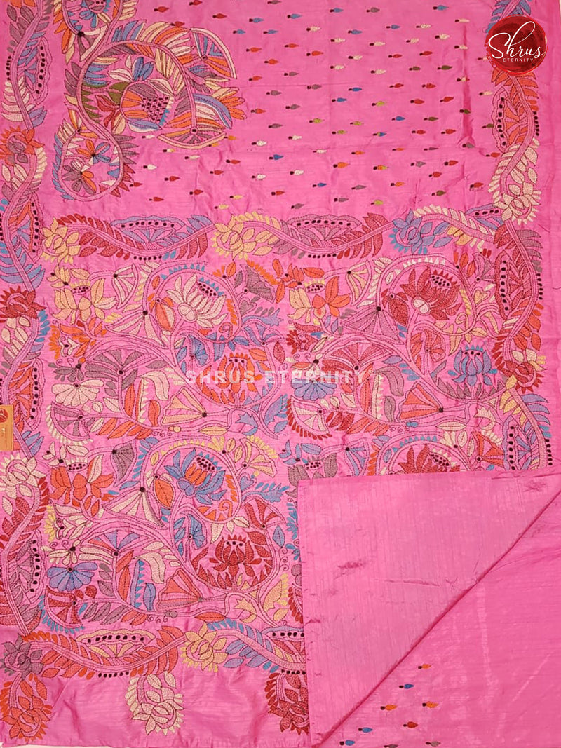 Baby Pink(Single Tone)-  Semi Kantha - Shop on ShrusEternity.com