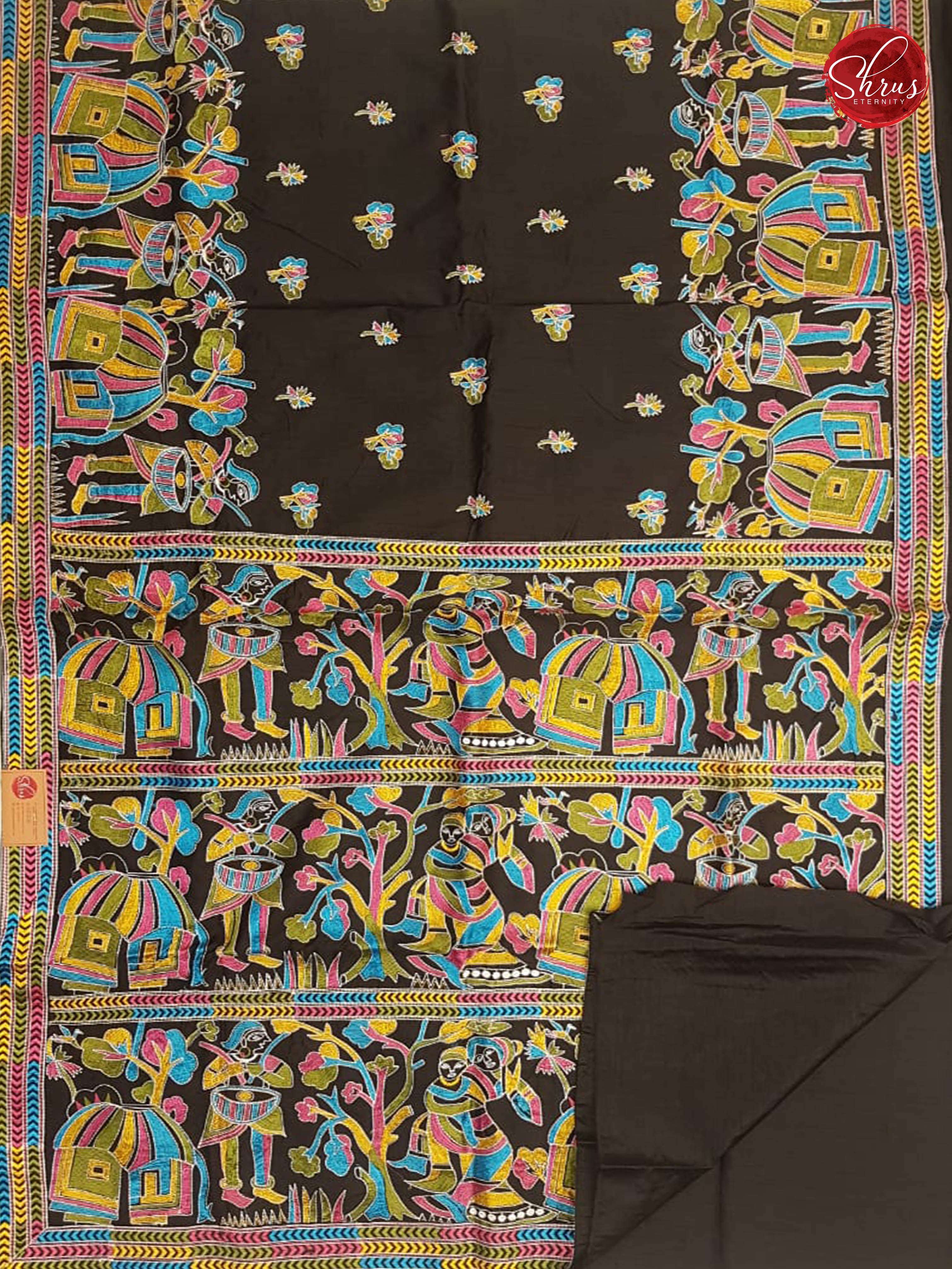 Black ( Single tone) - Cotton Silk(Embroidery Work) - Shop on ShrusEternity.com