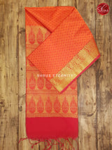 Orange & Pinkish Red - Kora Cotton Silk - Shop on ShrusEternity.com