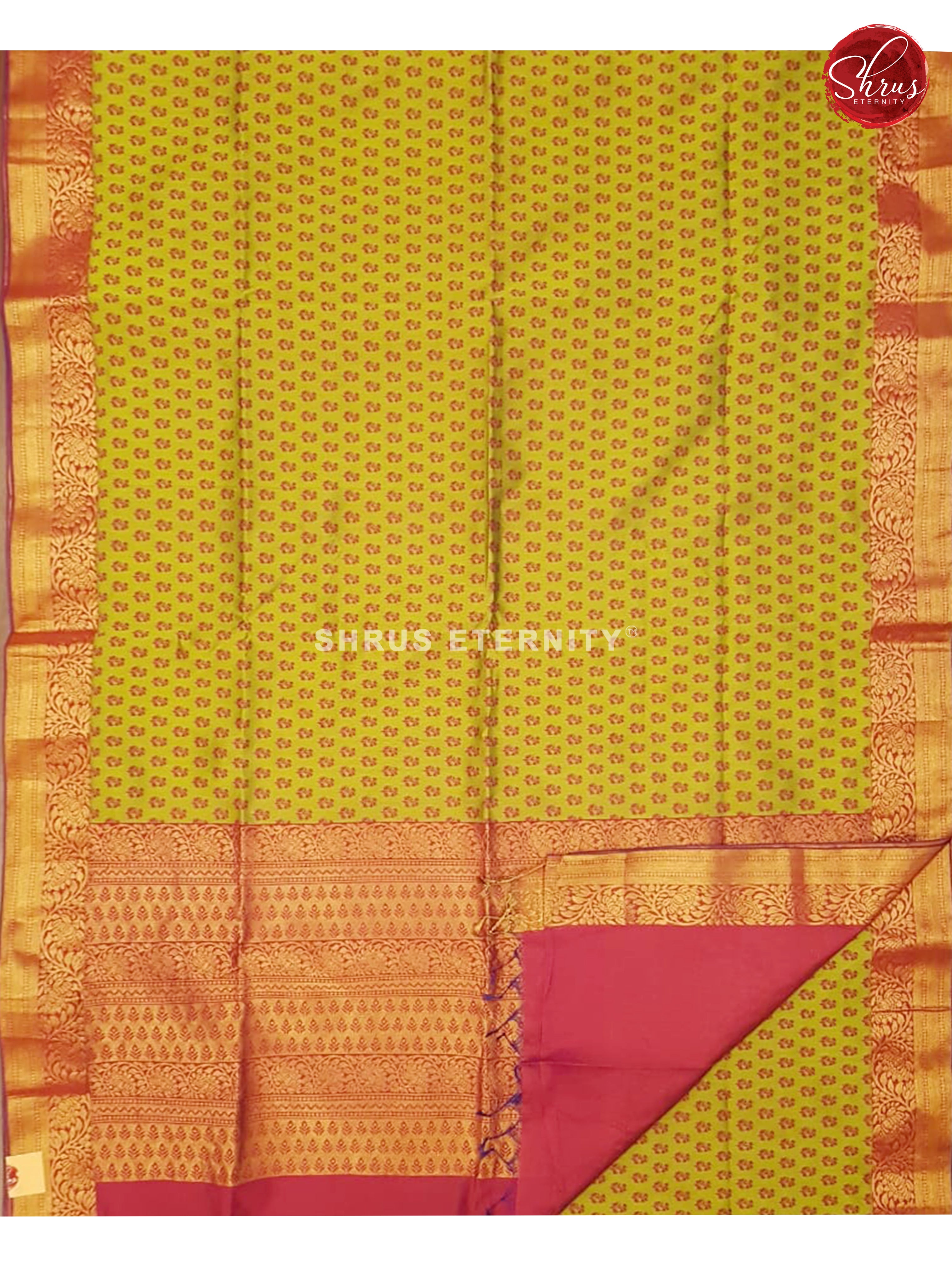 Green & Pinkish Red - Kora Cotton Silk - Shop on ShrusEternity.com