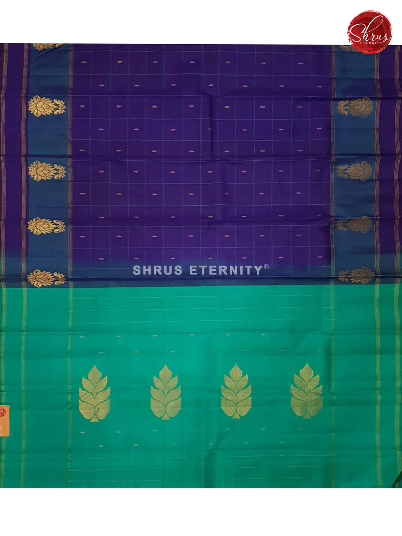 Blue & Sea Green - Kanchipuram  Silk - Shop on ShrusEternity.com