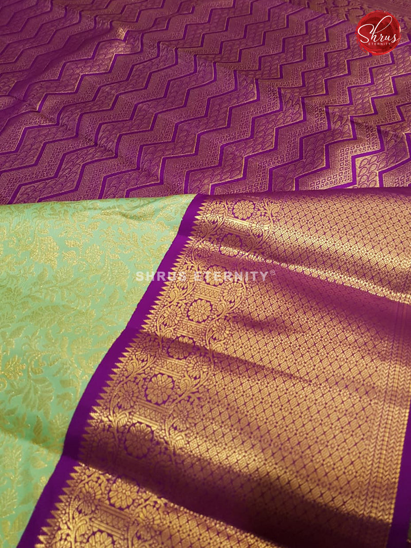Pista Green & Dark Purple - Kanchipuram Silks - Shop on ShrusEternity.com