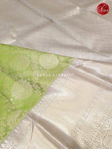 Dark Elachi Green & Silverish Grey - Kanchipuram Silk - Shop on ShrusEternity.com