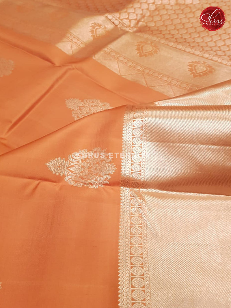 Dark Peach & Blue- Kanchipuram Silks - Shop on ShrusEternity.com