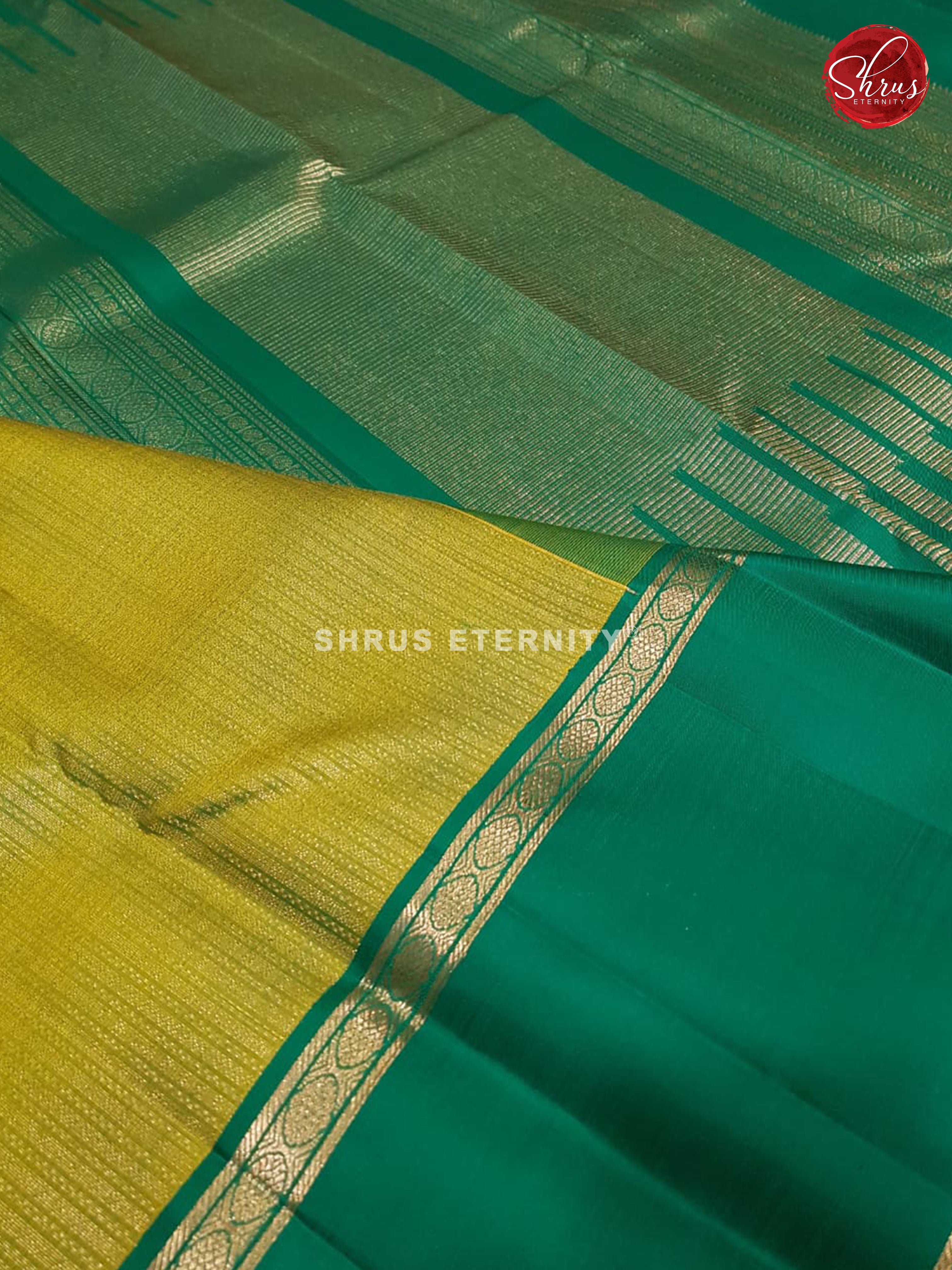 Lime Green & Green  - Kanchipuram Silk - Shop on ShrusEternity.com