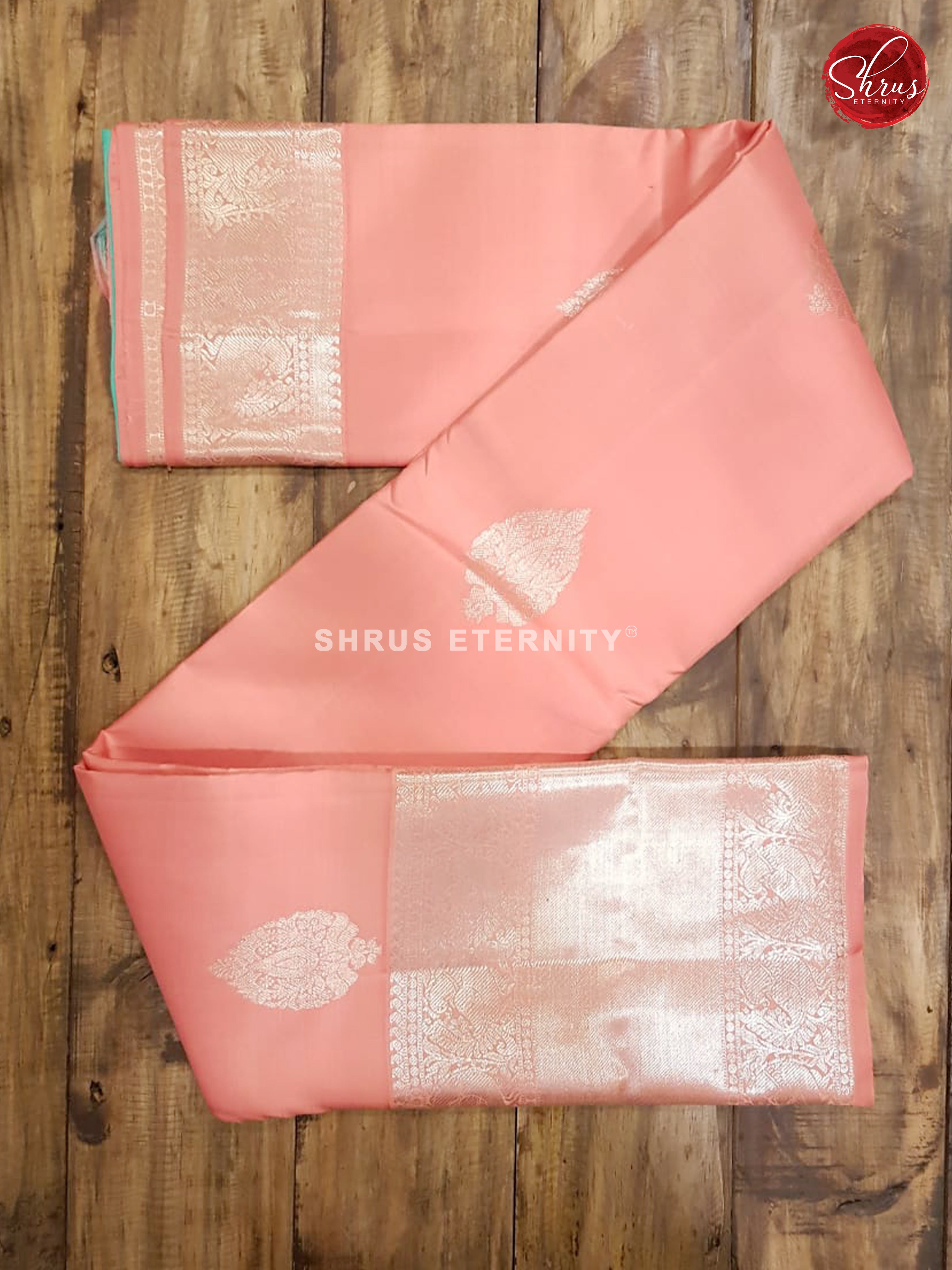 Pink & Sea Blue  - Kanchipuram Silk - Shop on ShrusEternity.com