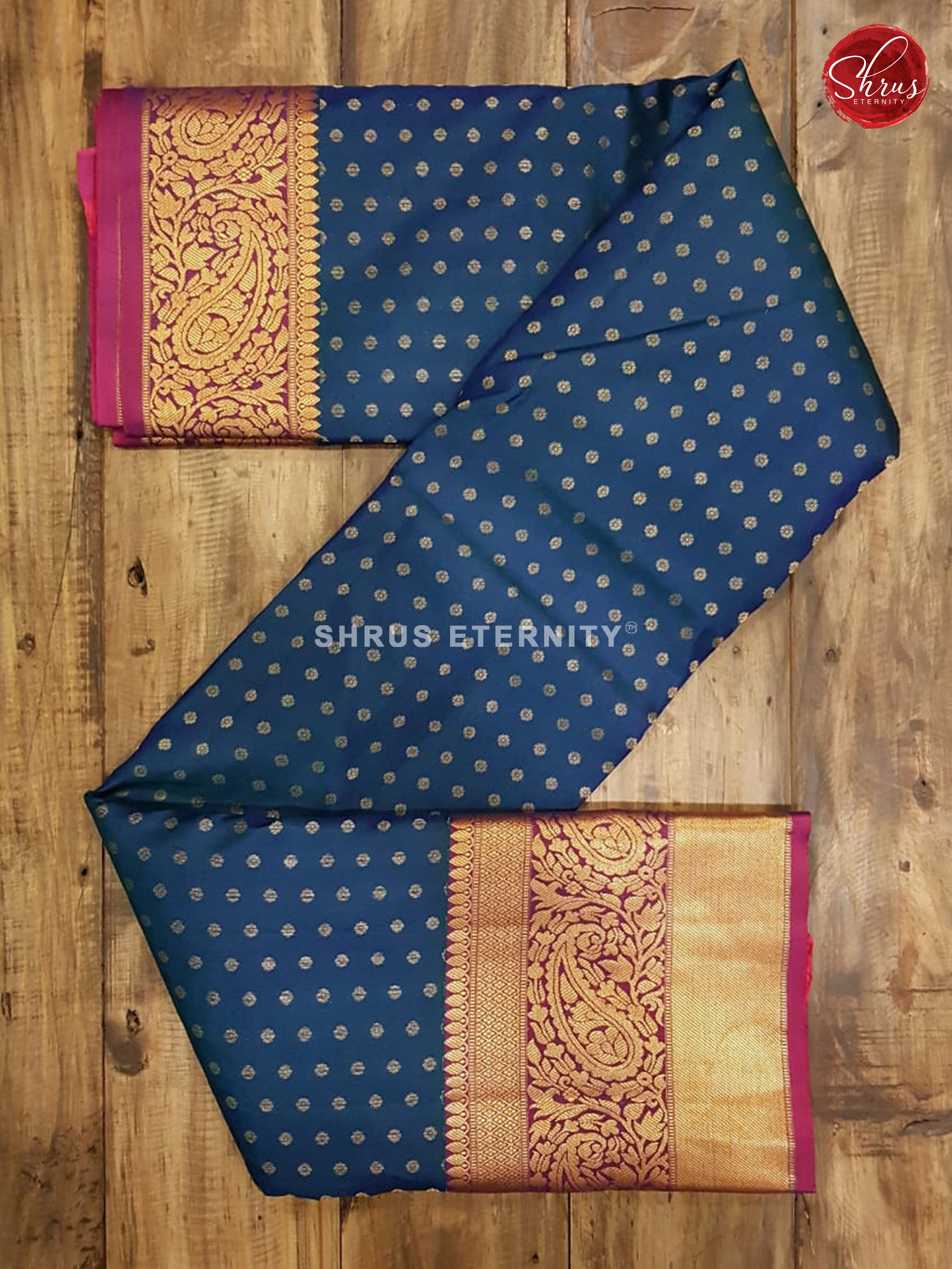 Peacock Blue & Purple - Kanchipuram Silk - Shop on ShrusEternity.com