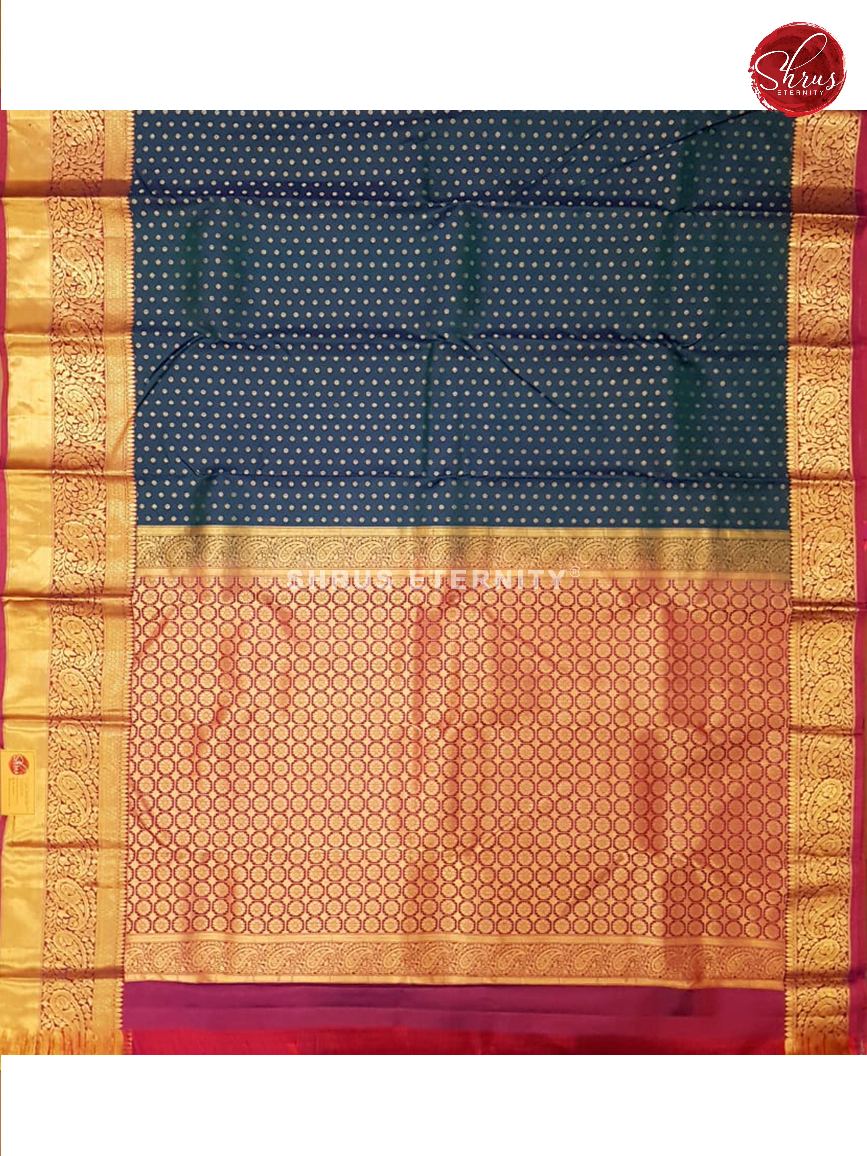 Peacock Blue & Purple - Kanchipuram Silk - Shop on ShrusEternity.com