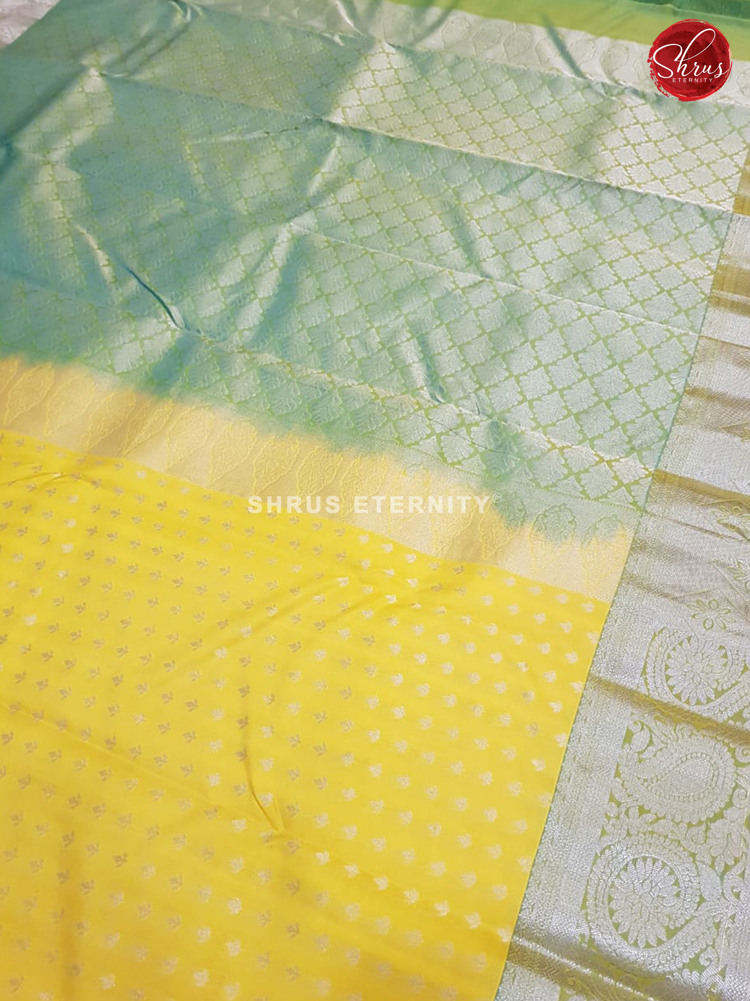 Yellow & Light Green - Kanchipuram Silk - Shop on ShrusEternity.com