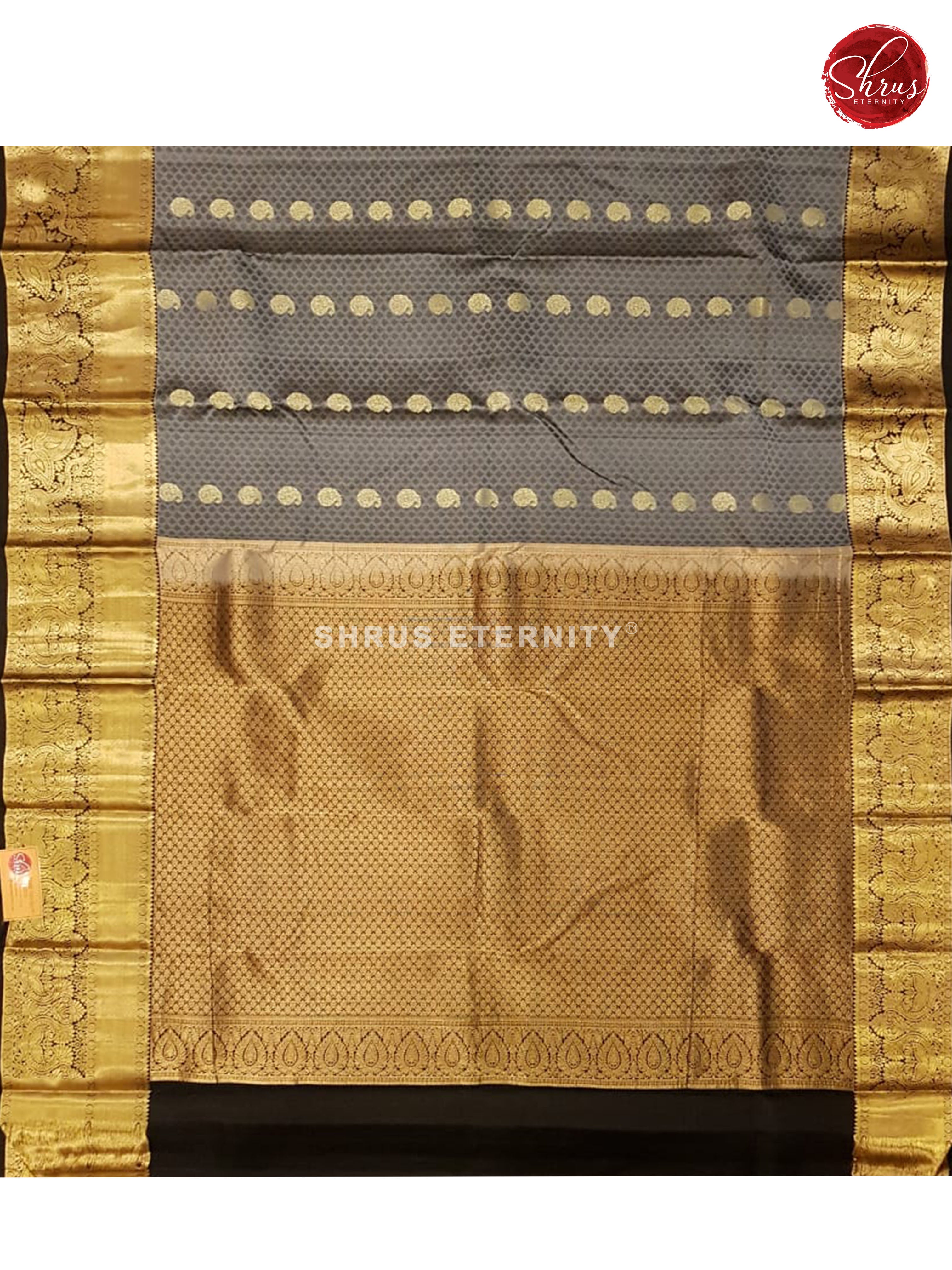 Grey & Black - Kanchipuram Silk - Shop on ShrusEternity.com