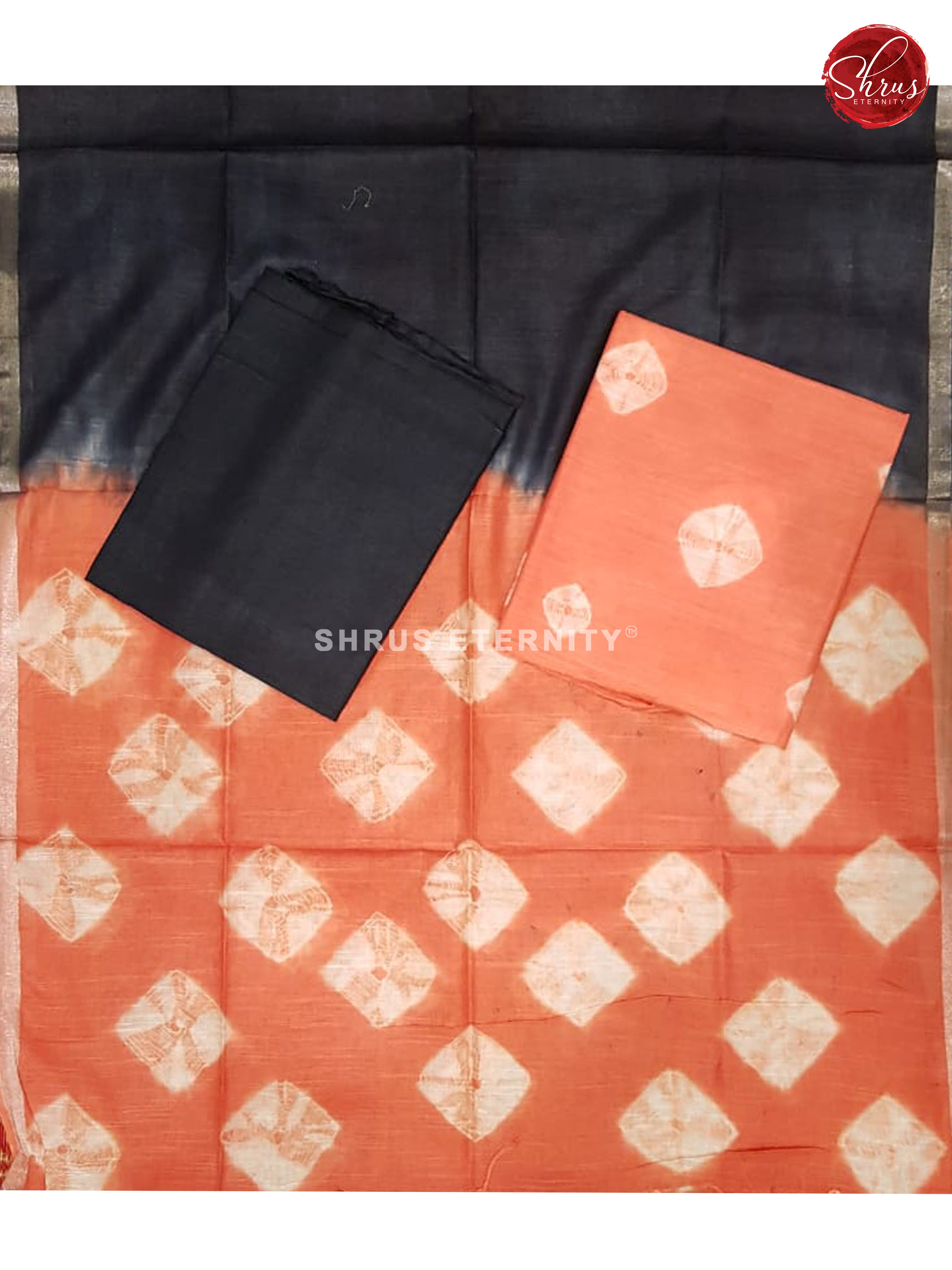 Peachish Pink & Elephant Grey  - Shibori  Salwar Suit - Shop on ShrusEternity.com