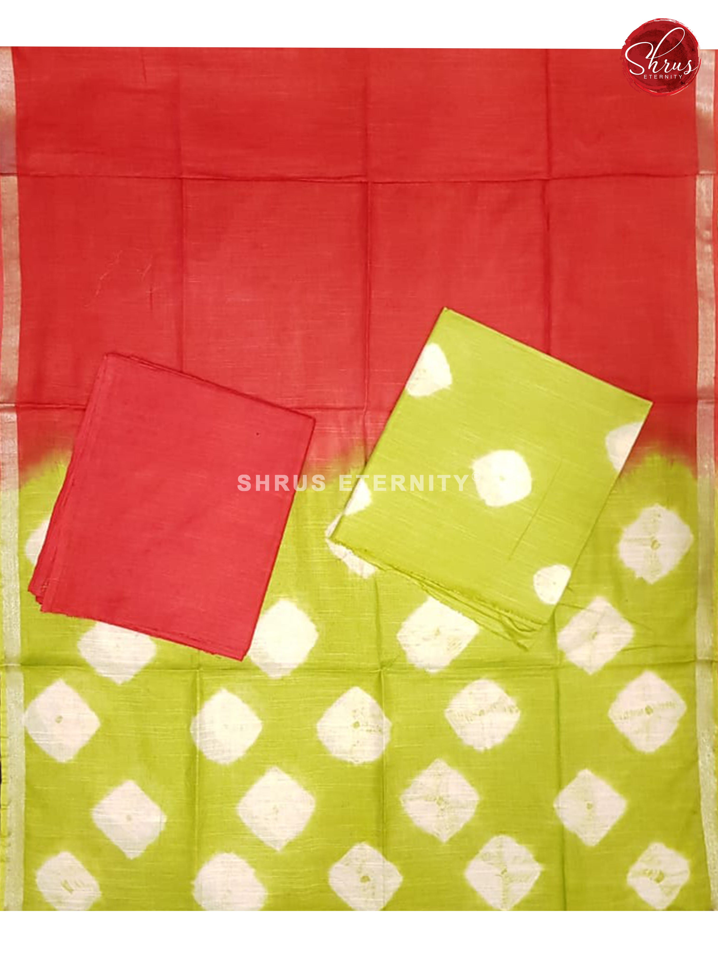 Green & Red  - Shibori  Salwar Suit - Shop on ShrusEternity.com