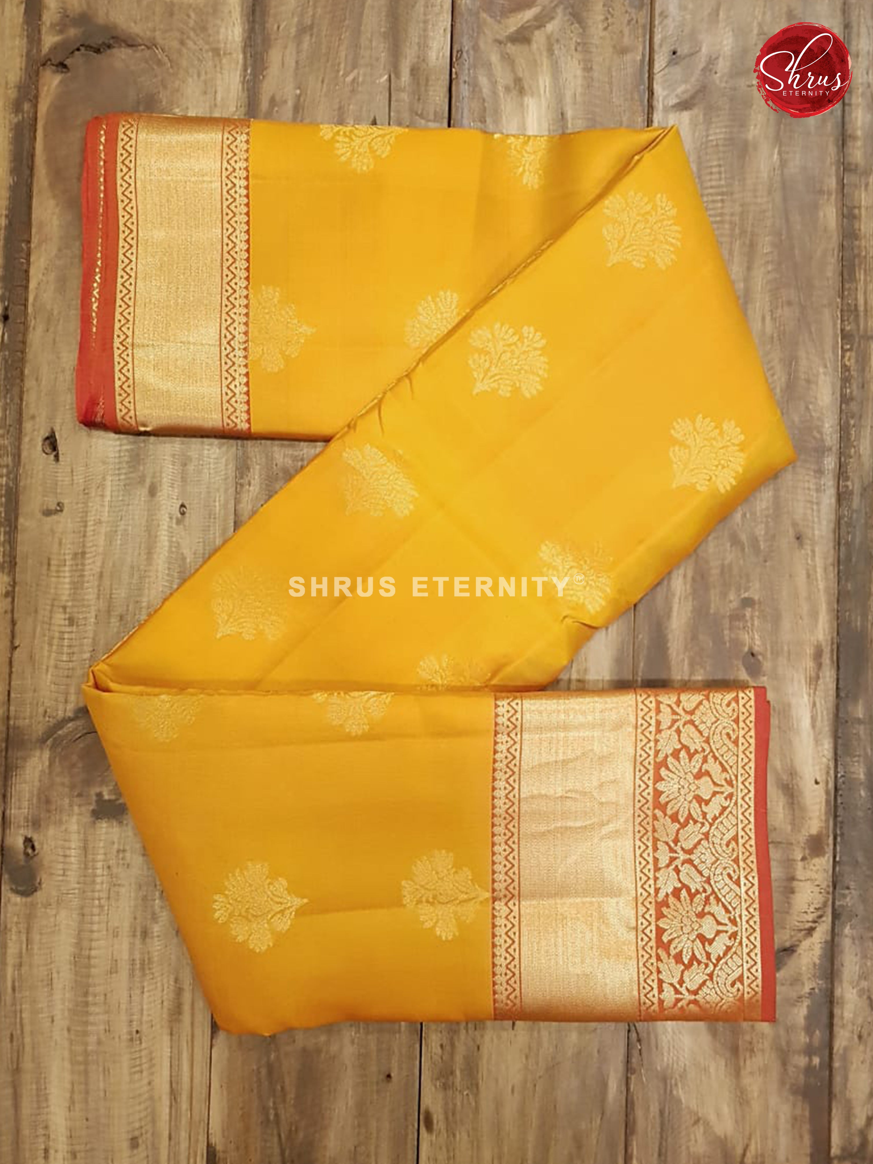 Yellow & Brick Orange - Kanchipuram Silk - Shop on ShrusEternity.com
