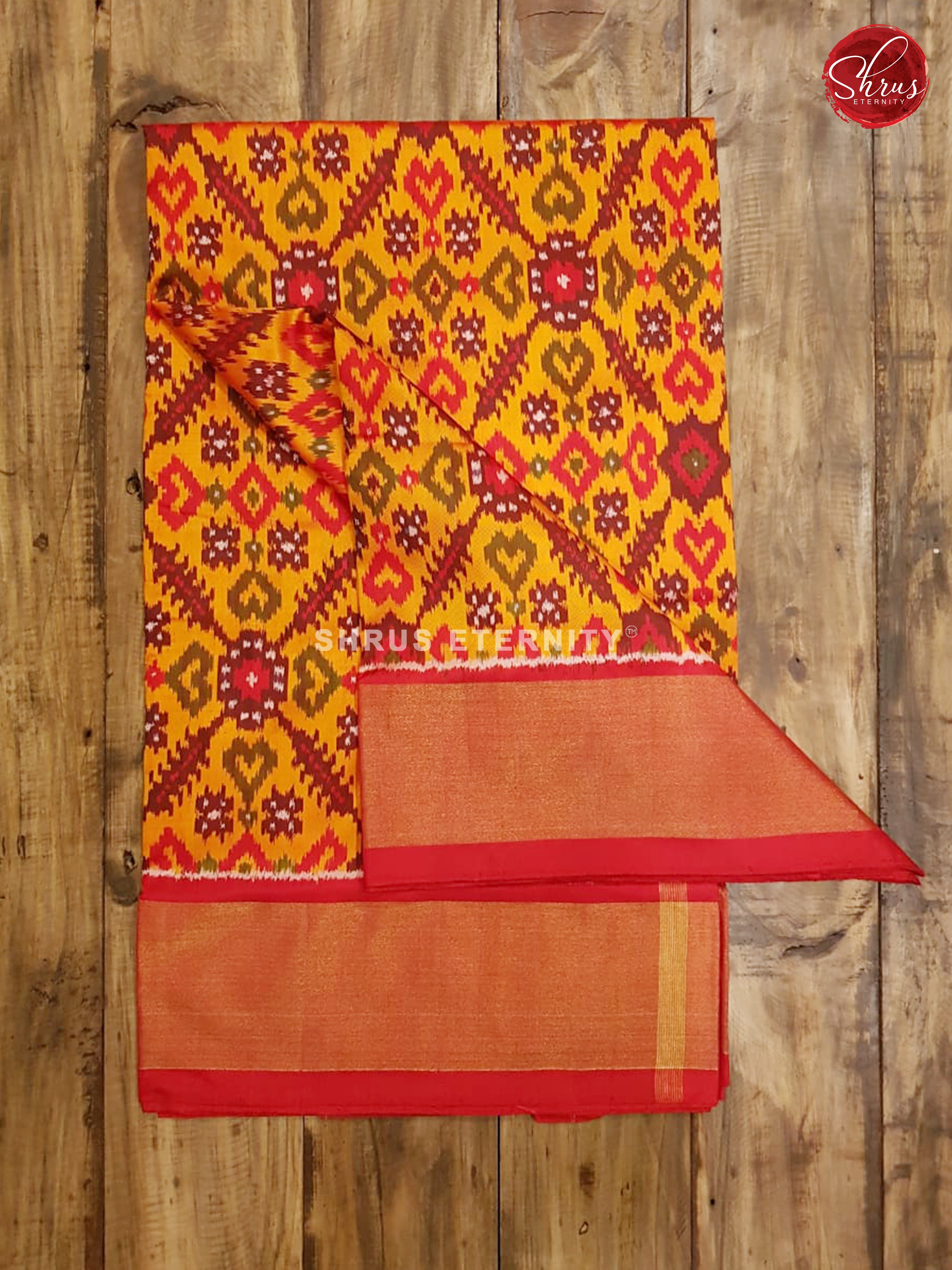 Yellow & Red  -  Ikkat Silk - Shop on ShrusEternity.com