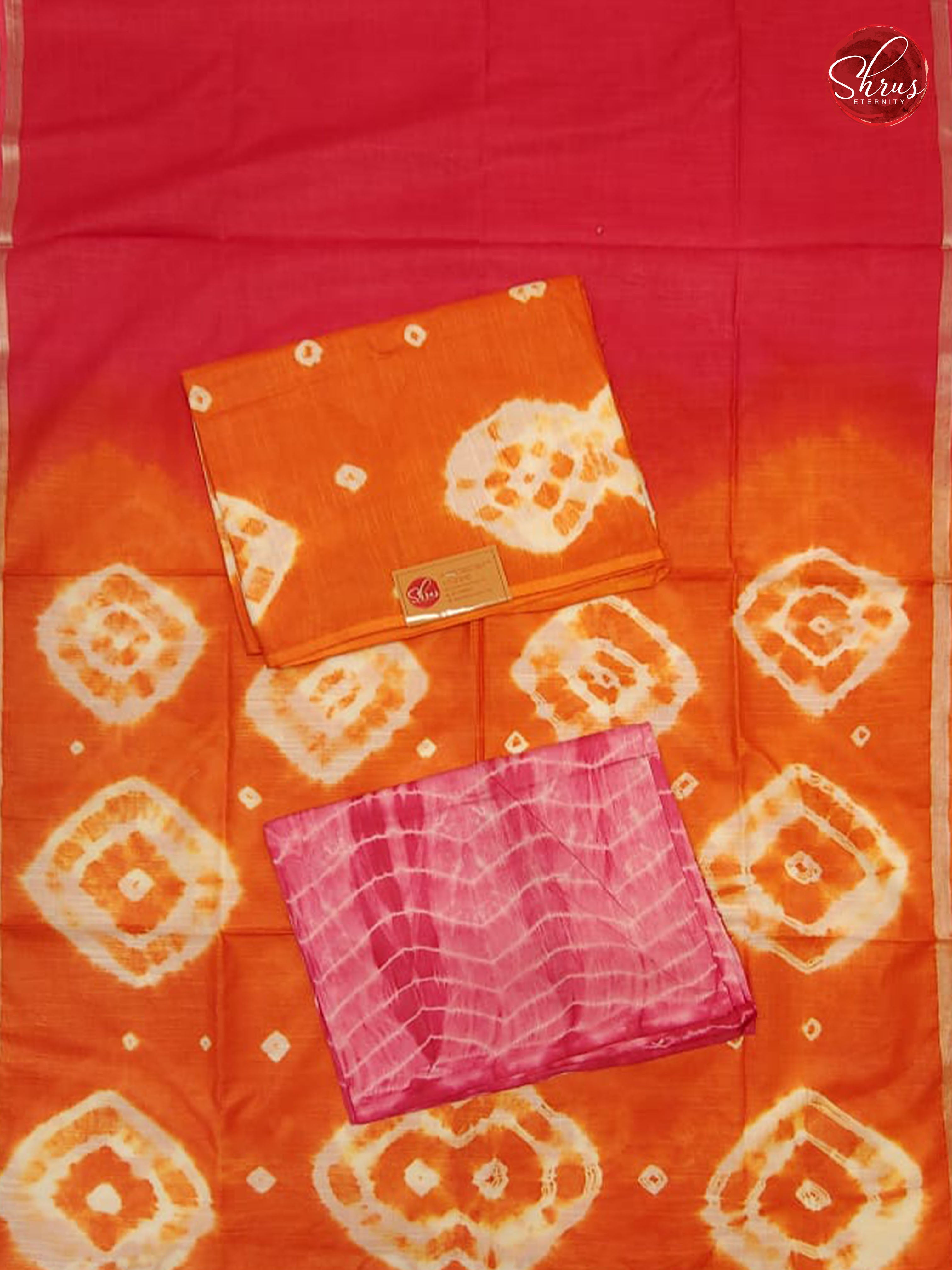 Orange & Pink  - Shibori Salwar Suit - Shop on ShrusEternity.com