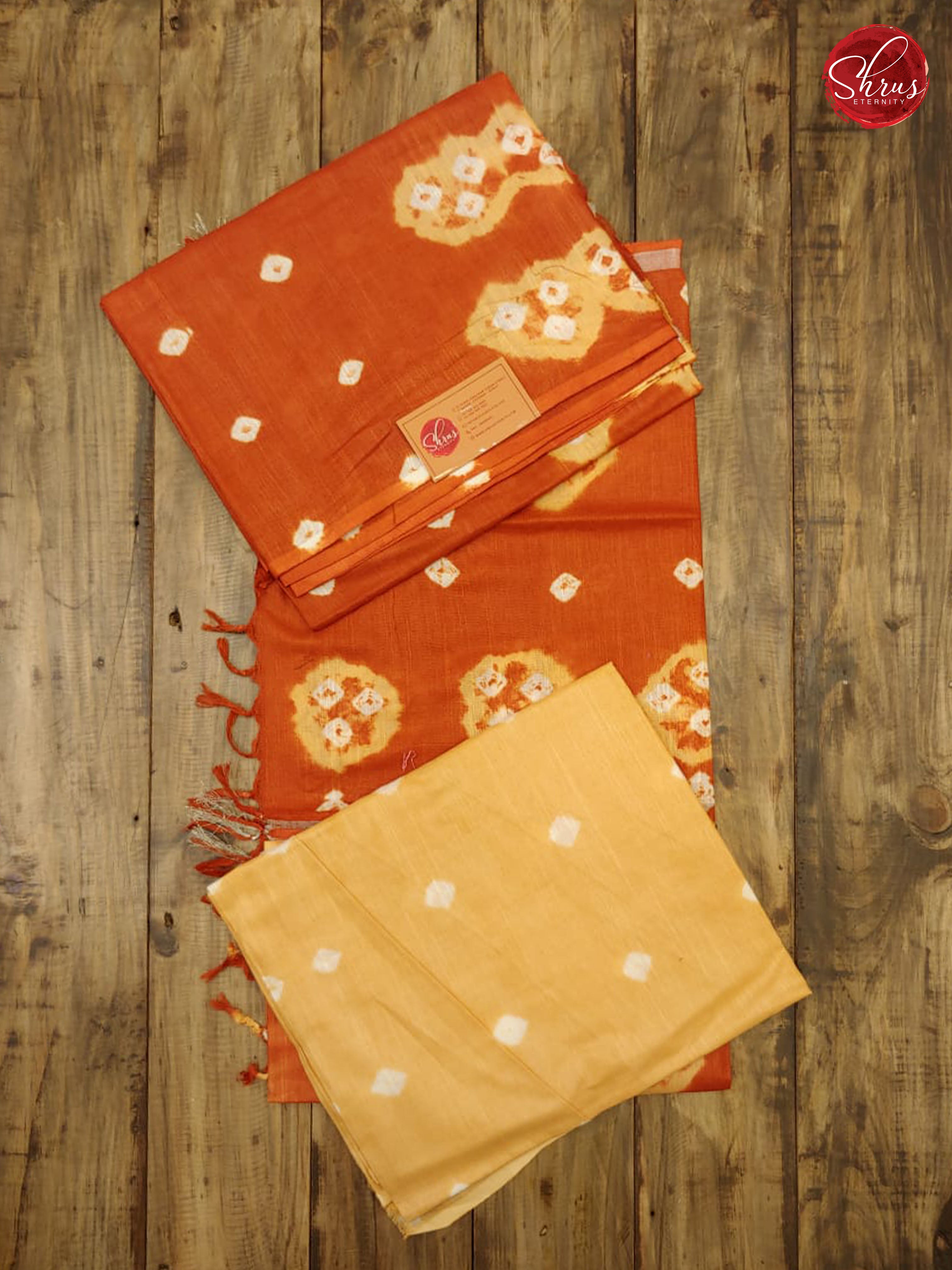 Brick Orange & Sandal - Shibori Salwar Suit - Shop on ShrusEternity.com