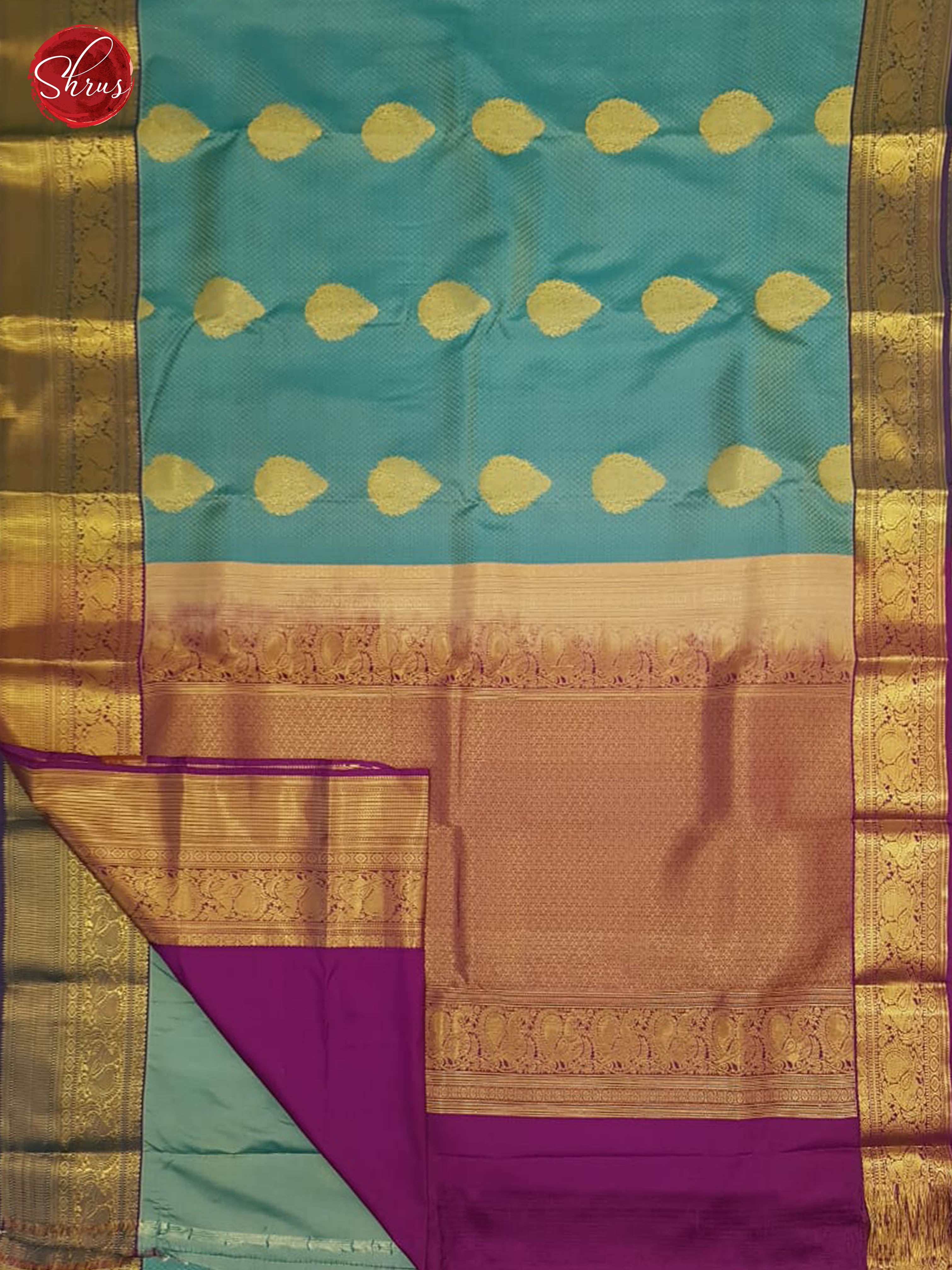 Blue & Purple - Semi Silk with Border & Gold Zari - Shop on ShrusEternity.com