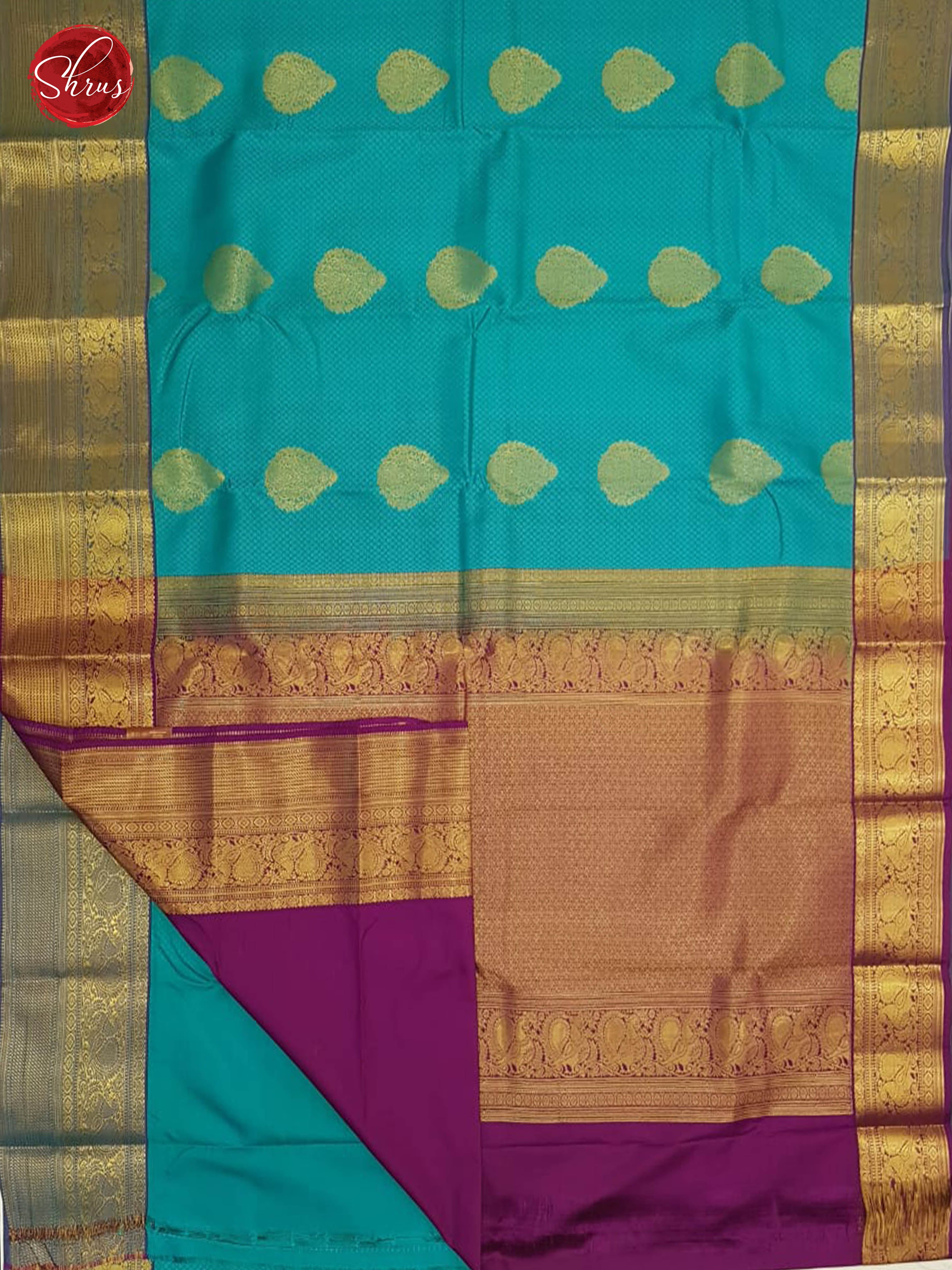Blue & Purple - Semi Silk with Border & Gold Zari - Shop on ShrusEternity.com