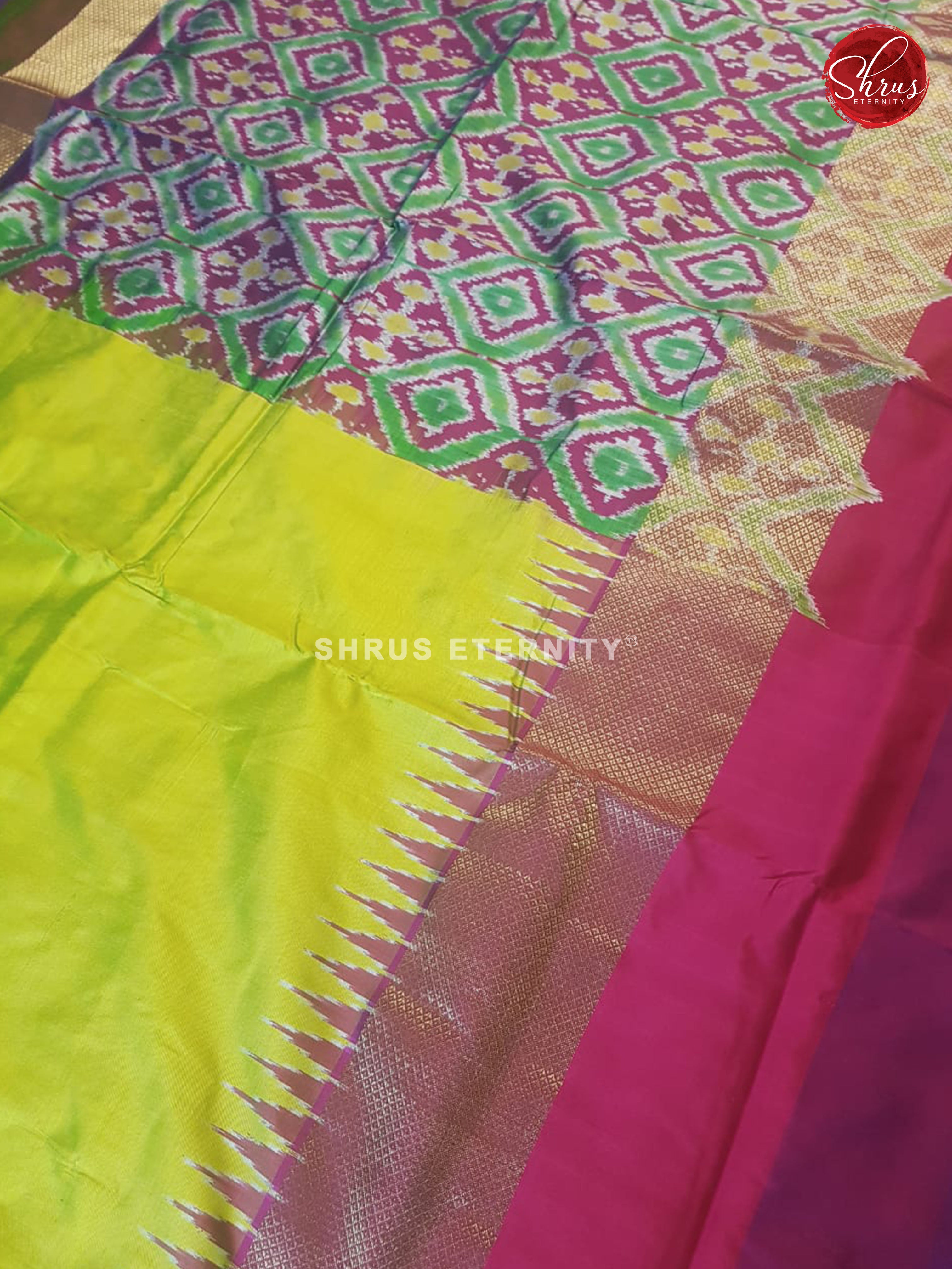 Florescent Green (Ganga Jamuna) - Ikkat Silk - Shop on ShrusEternity.com