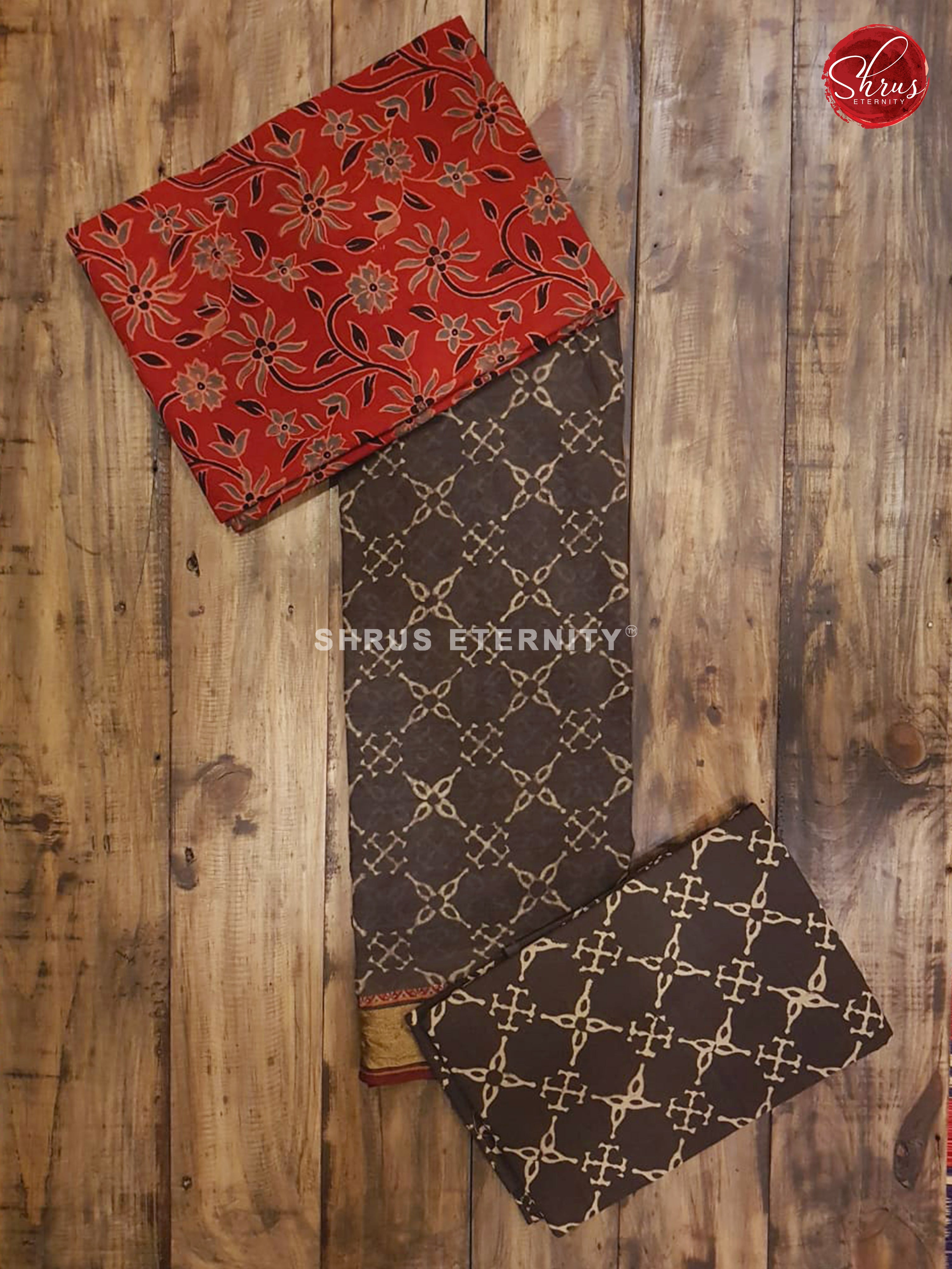Red & Brown  - Ajrakh Block print - Shop on ShrusEternity.com
