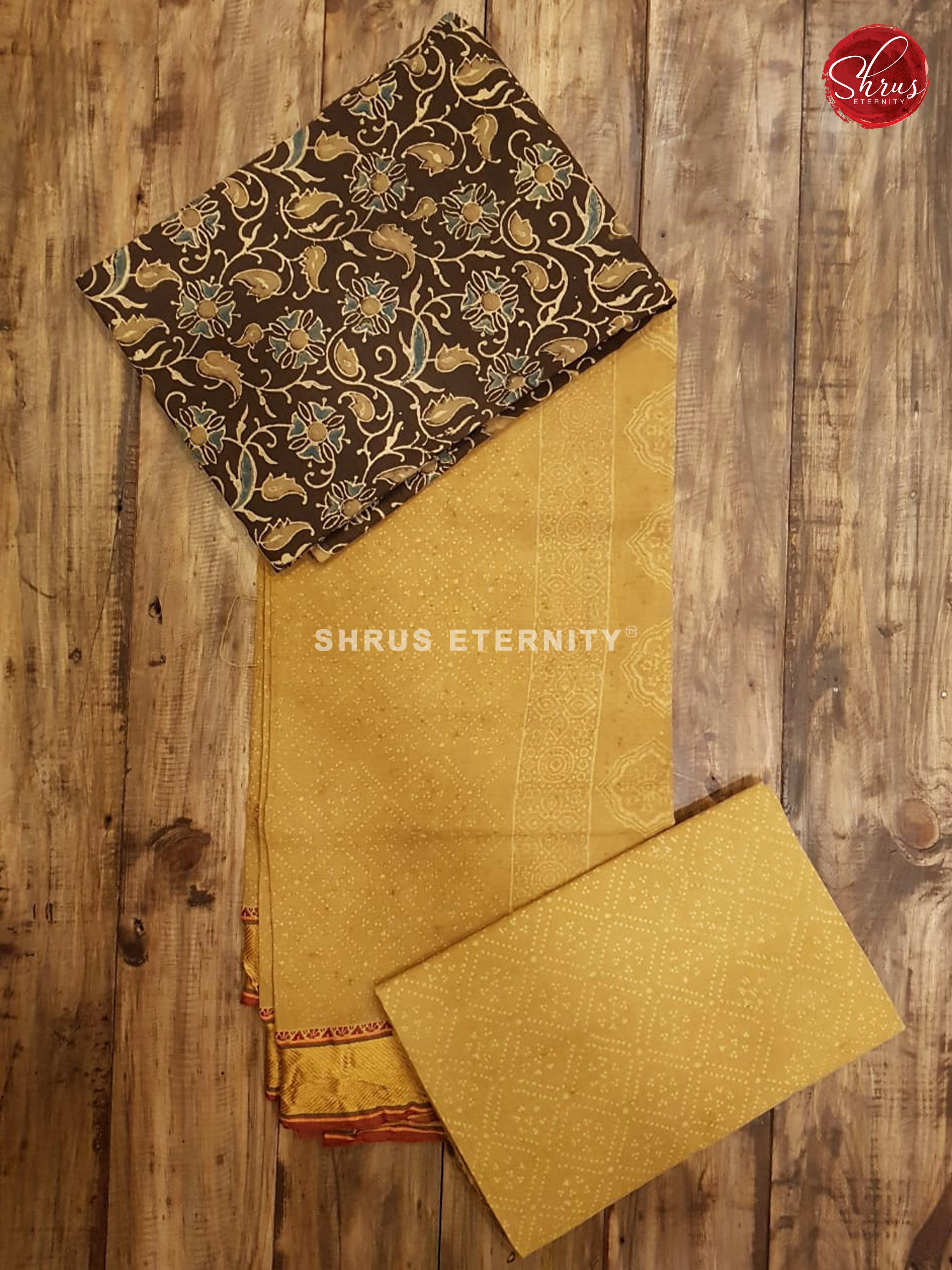 Brown & Fenugreek - Ajrakh Block print - Shop on ShrusEternity.com