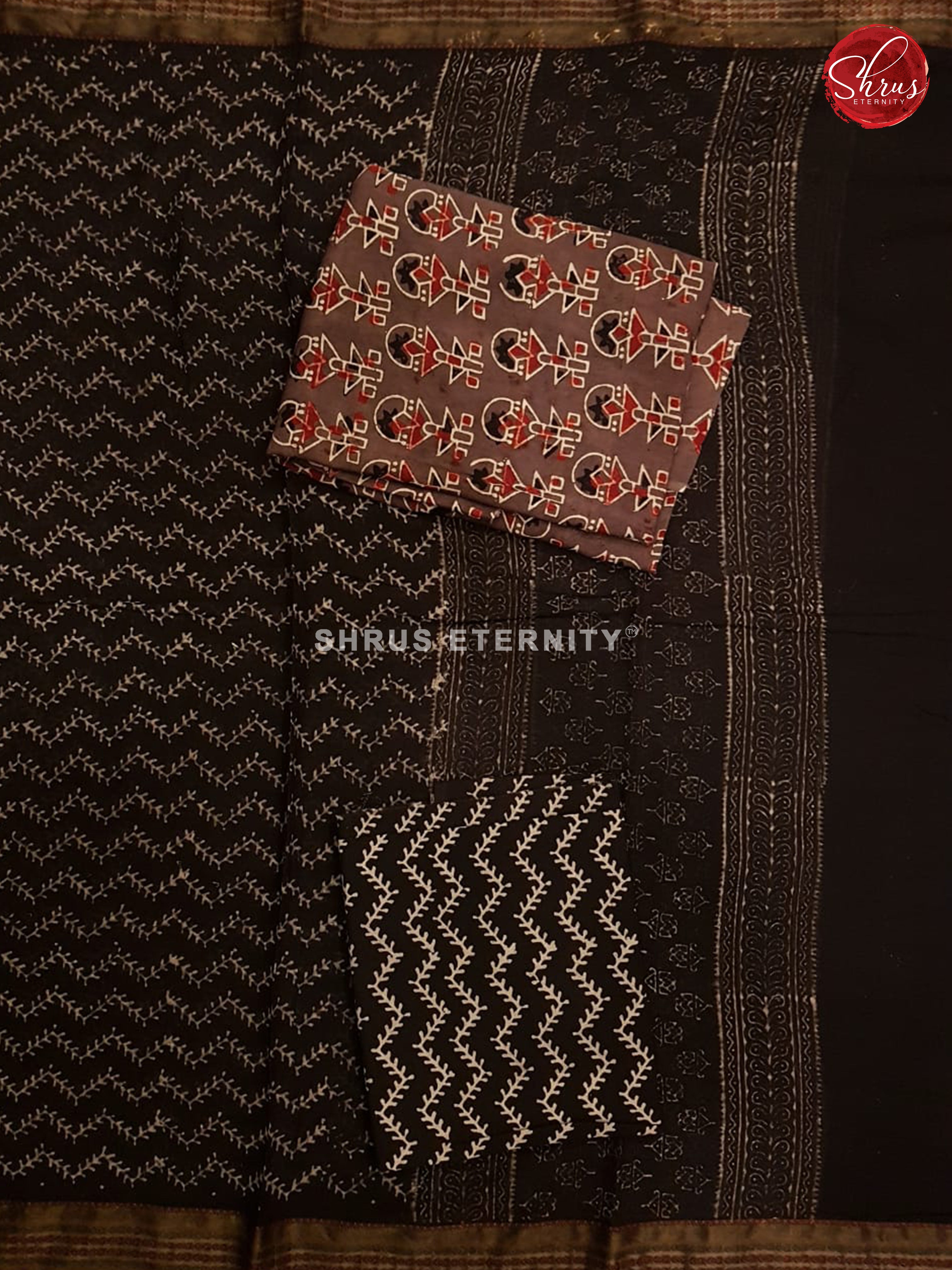 Brown & Black  - Ajrakh Block print - Shop on ShrusEternity.com