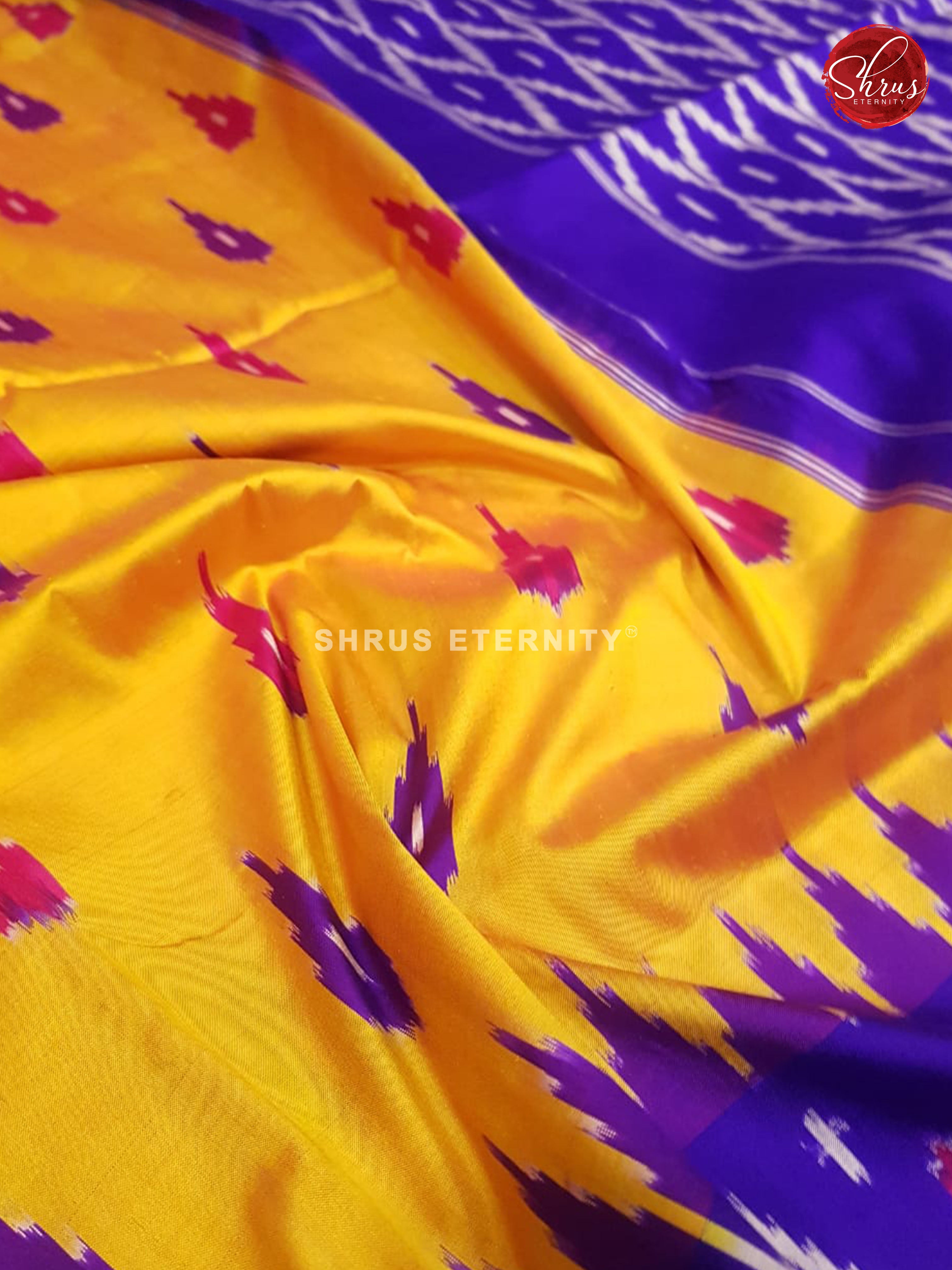Yellow & Blue - Ikkat Silk - Shop on ShrusEternity.com