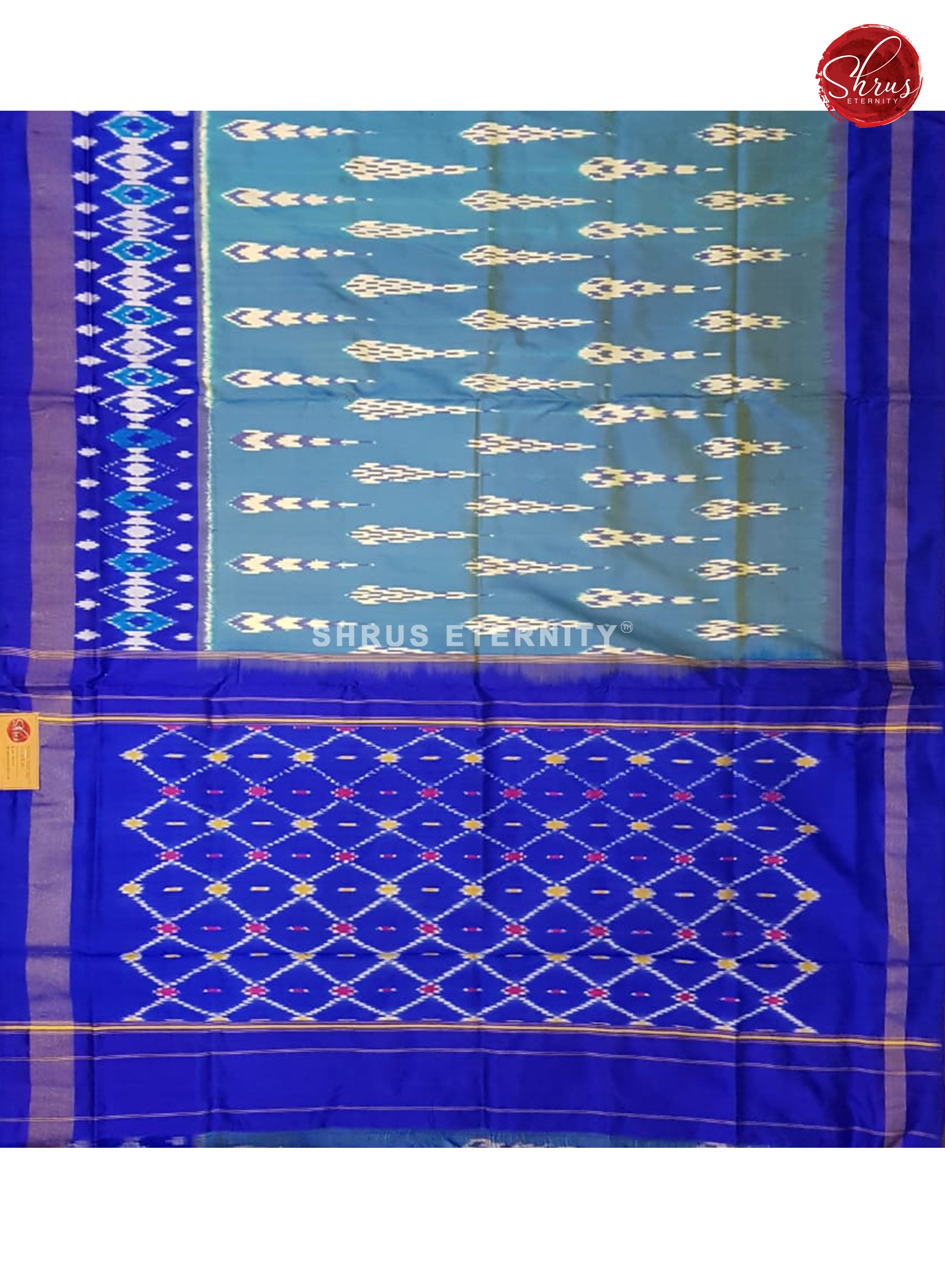 Light Blue & Blue - Ikkat Silk - Shop on ShrusEternity.com