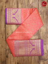 Orangish Pink & Purple  - Kanchipuram Silk - Shop on ShrusEternity.com