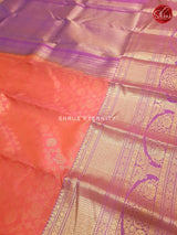 Orangish Pink & Purple  - Kanchipuram Silk - Shop on ShrusEternity.com