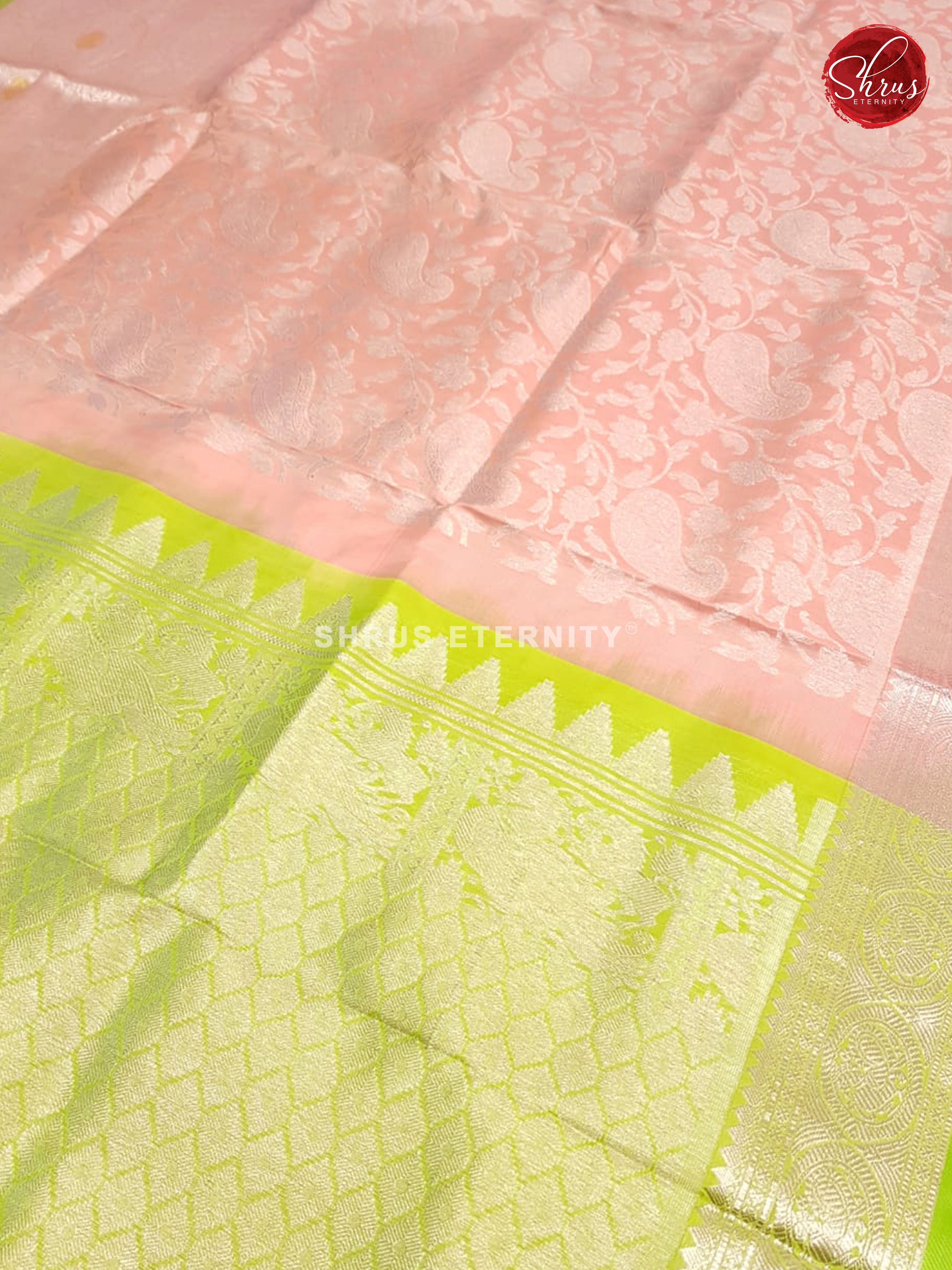 Baby Pink & Light Green - Kanchipuram Silk - Shop on ShrusEternity.com